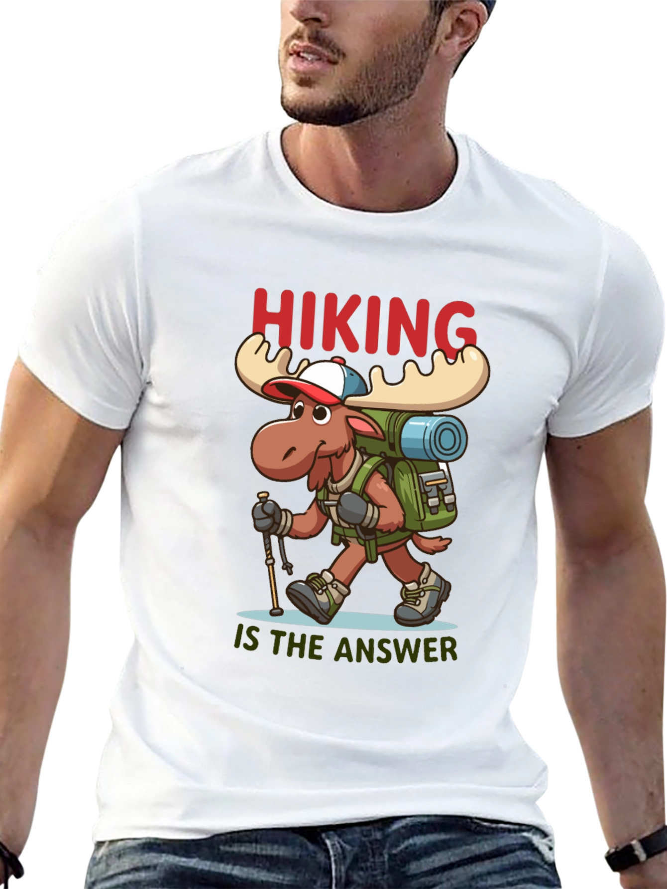 Hiking is the Answer T-Shirt - Moose Design