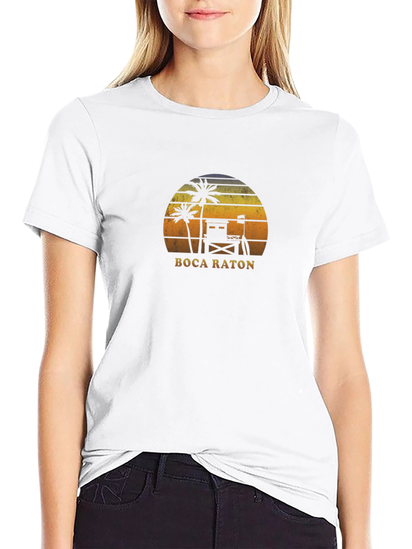 Boca Raton Palm Tree Sunset Graphic T-Shirt