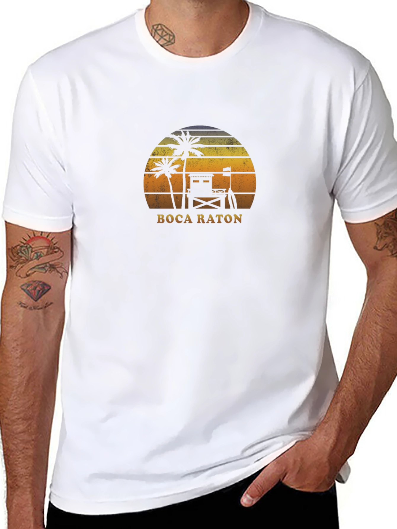 Boca Raton Palm Tree Sunset Graphic T-Shirt