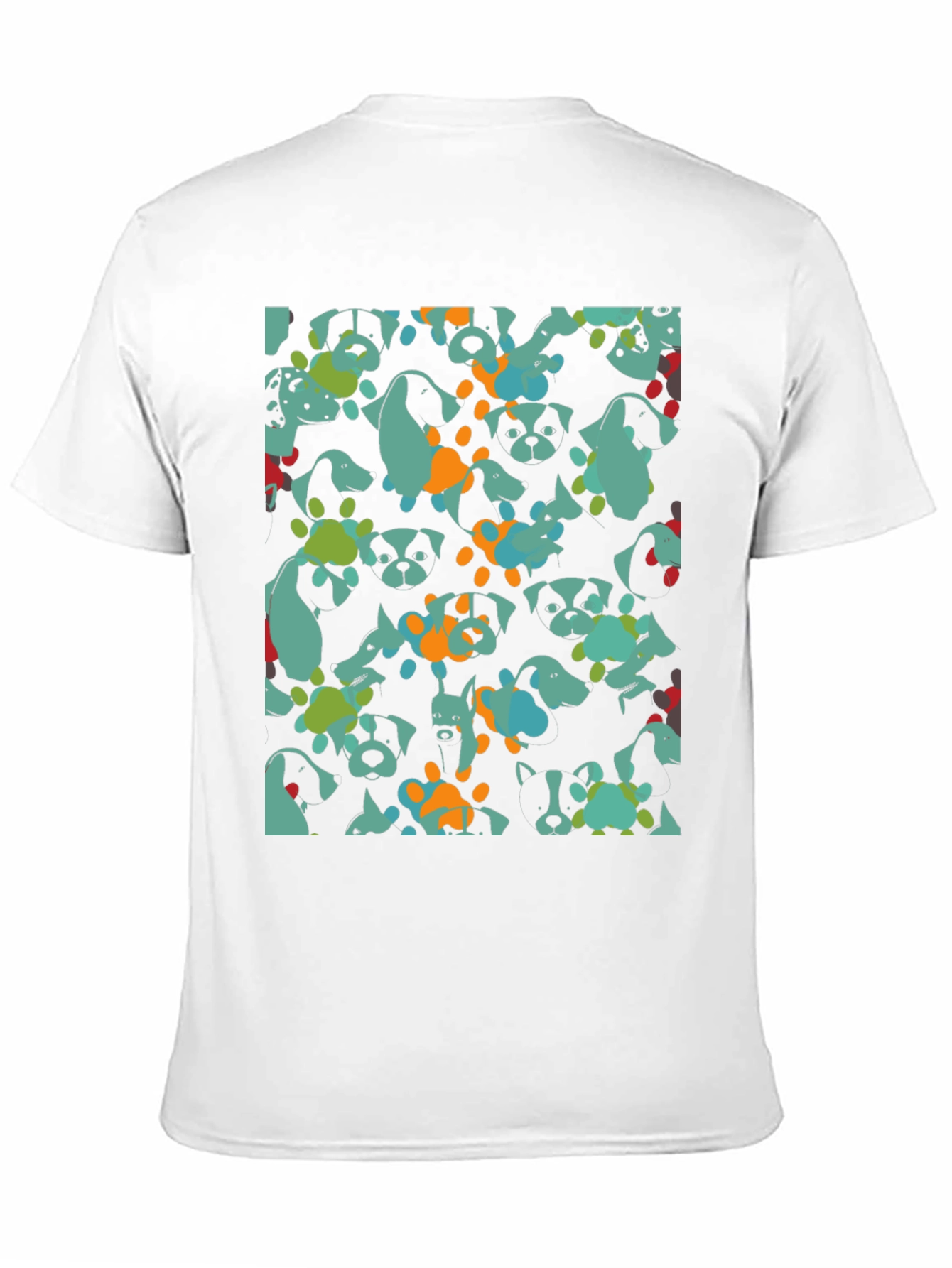 Dog Pattern Black Cotton T-Shirt