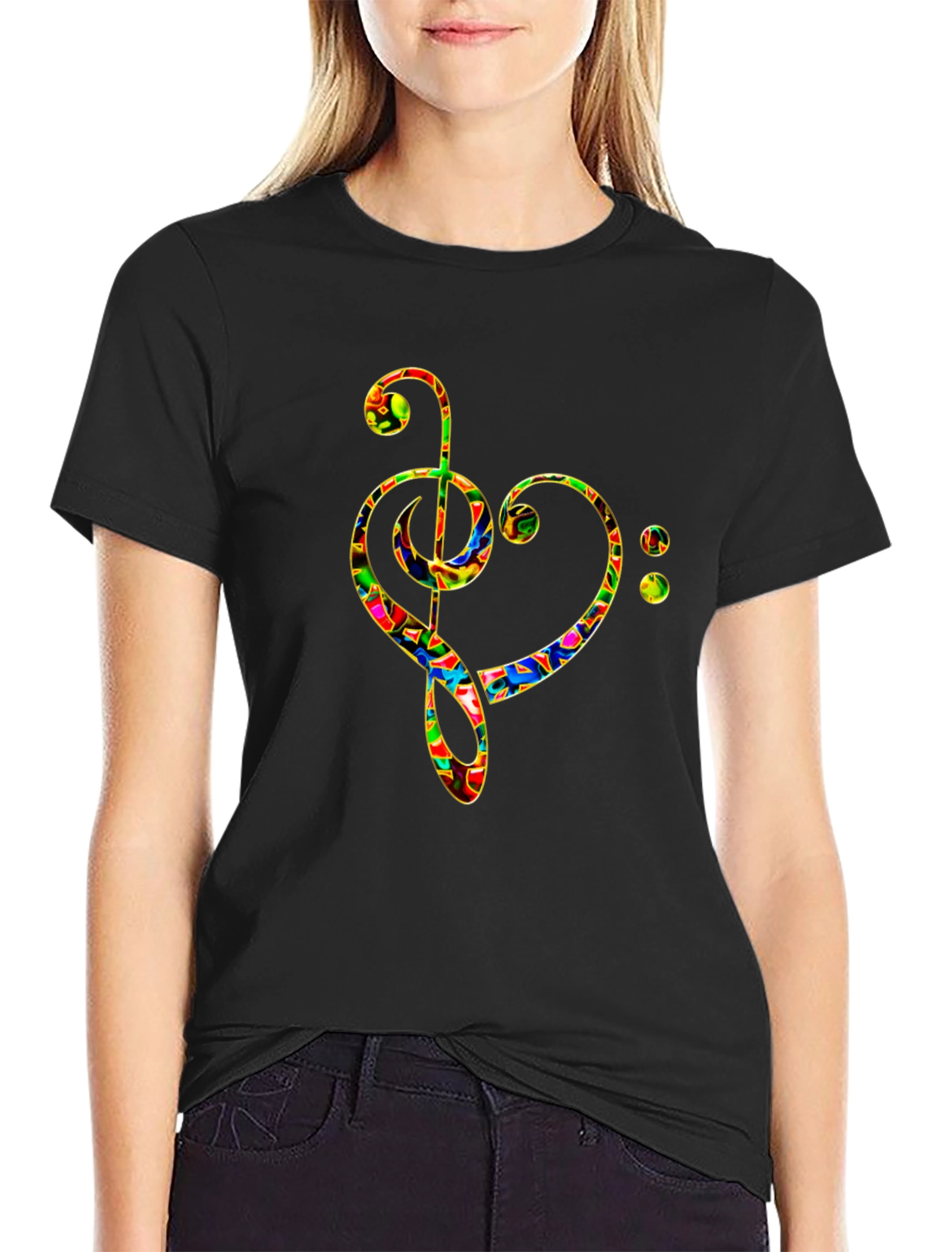 Treble Heart Black T-Shirt