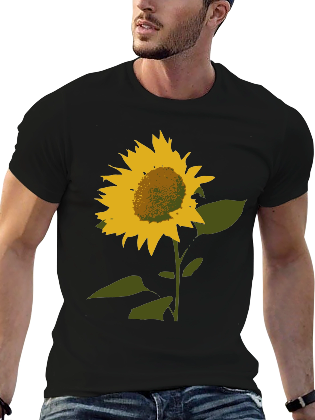 Sunflower Graphic Tee - Stylish Black Cotton Shirt