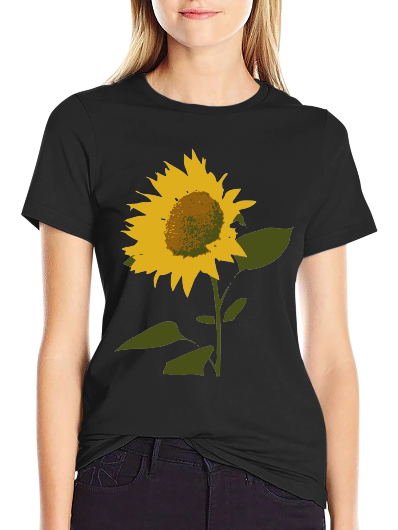 Sunflower Graphic Tee - Stylish Black Cotton Shirt