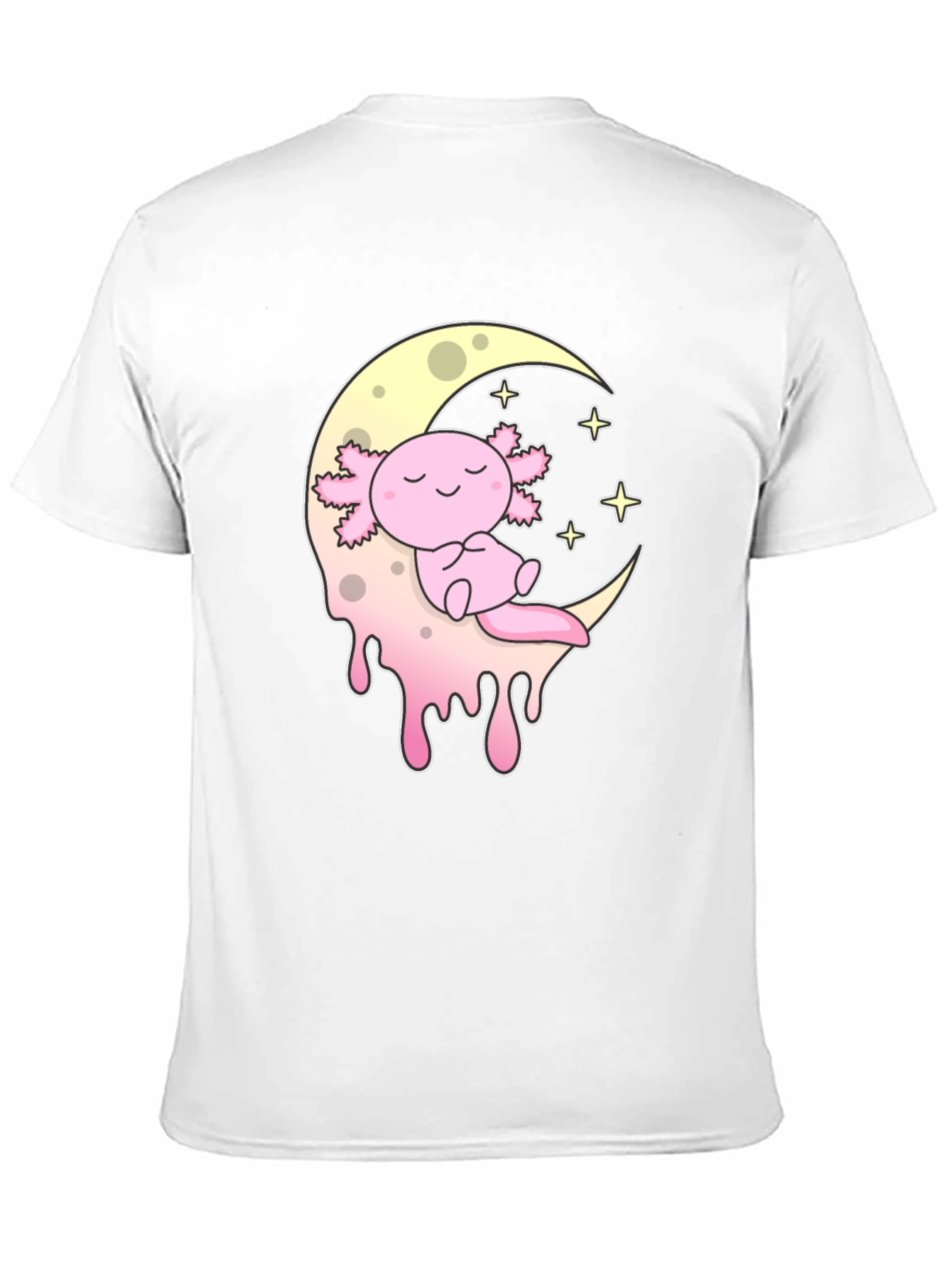 Axolotl Moon T-Shirt - Kawaii Pink Salamander Tee