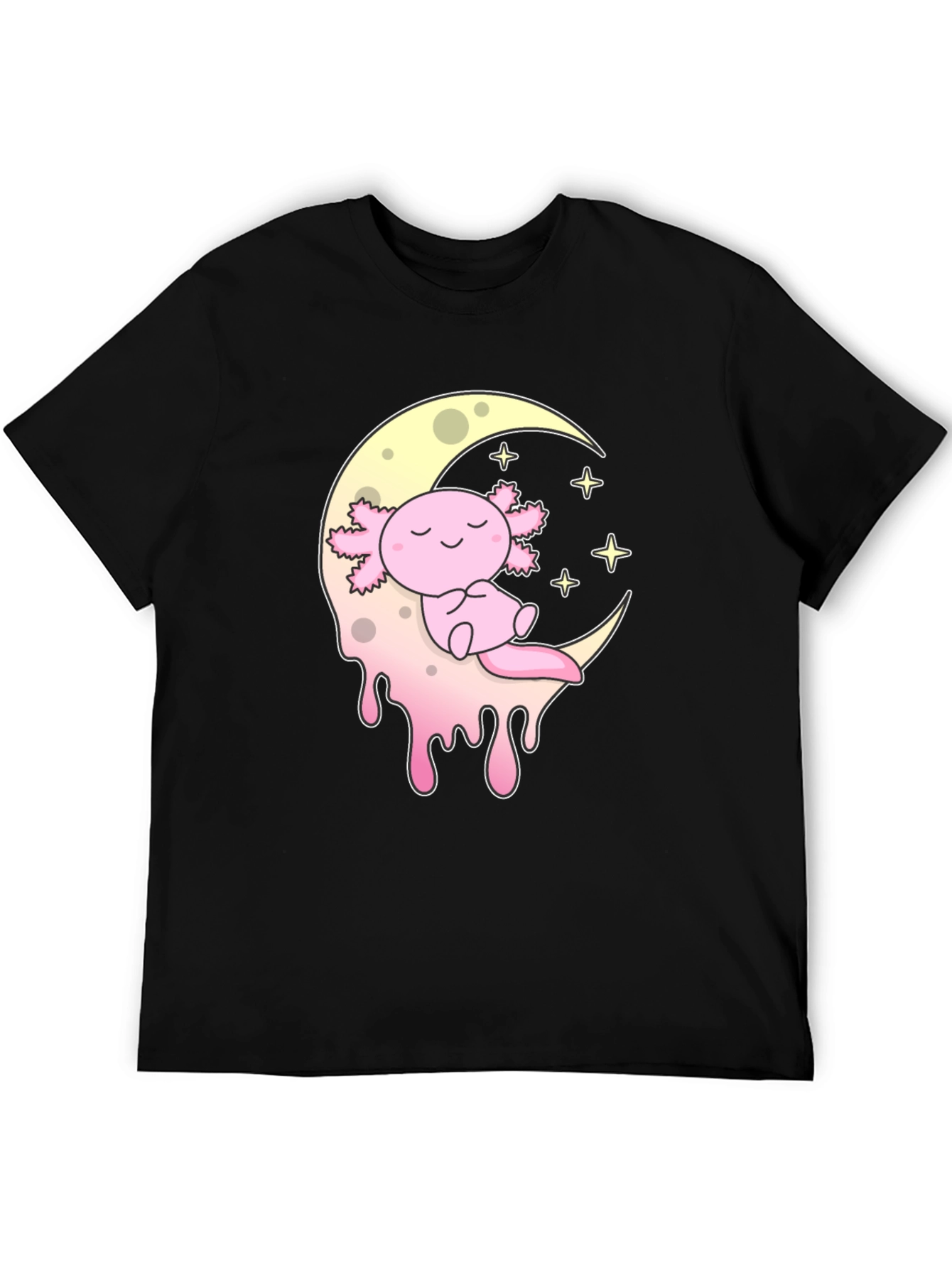 Axolotl Moon T-Shirt - Kawaii Pink Salamander Tee