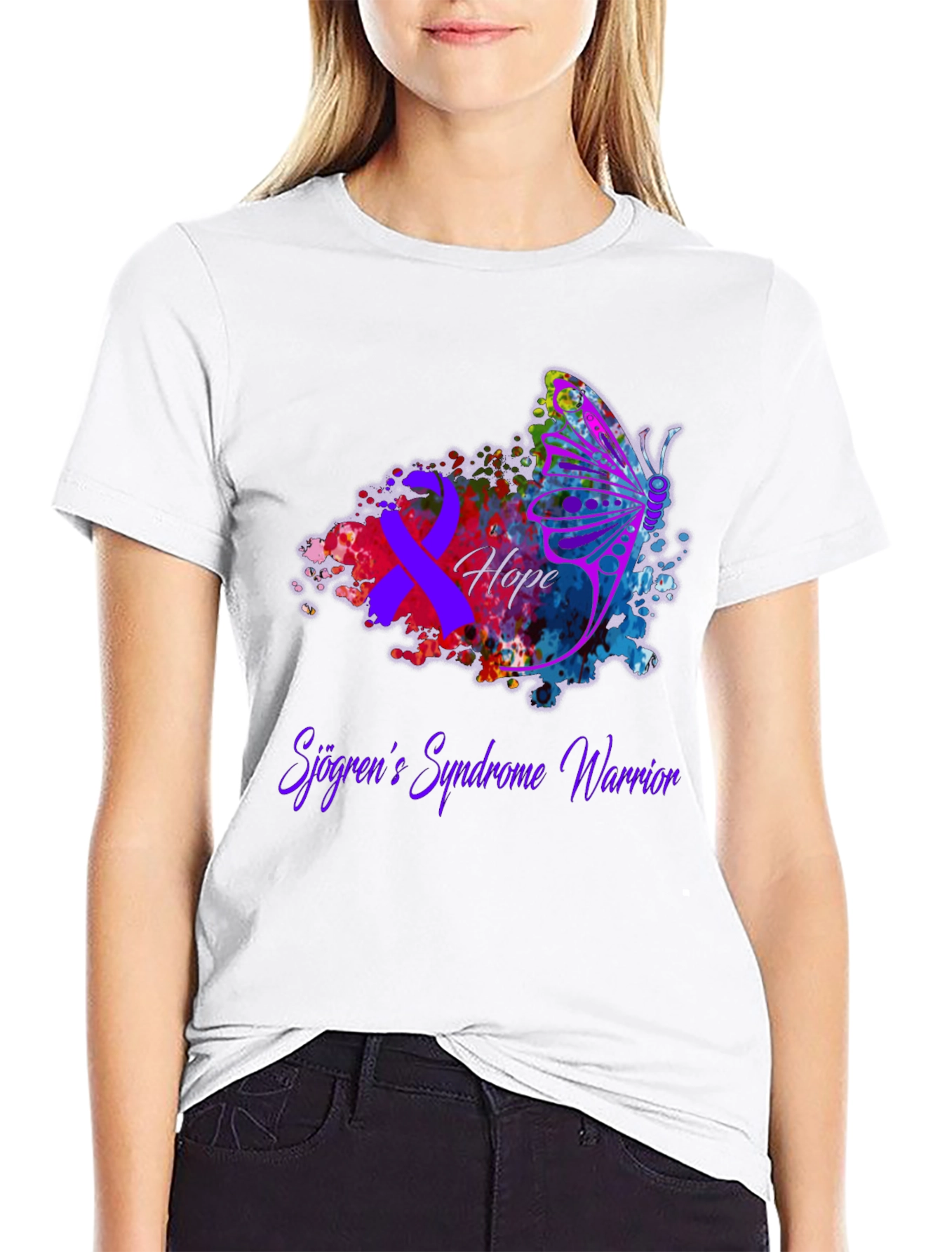 Sjogrens Syndrome Warrior T-Shirt - Hope Butterfly Awareness