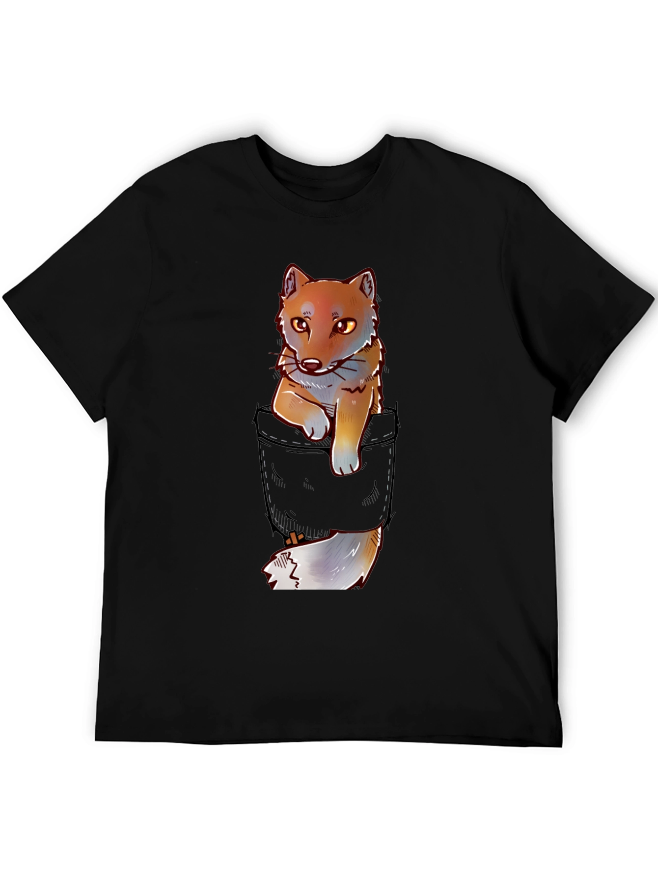 Fox in Pocket Graphic T-Shirt - Cute Animal Tee