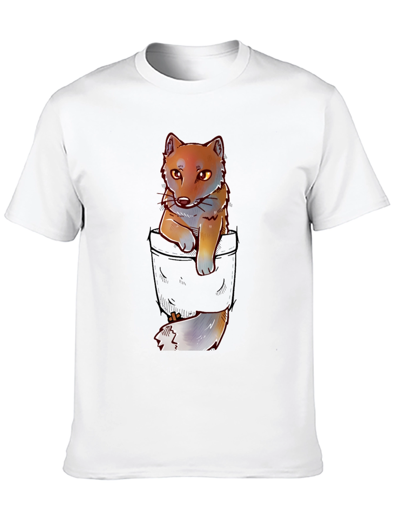 Fox in Pocket Graphic T-Shirt - Cute Animal Tee