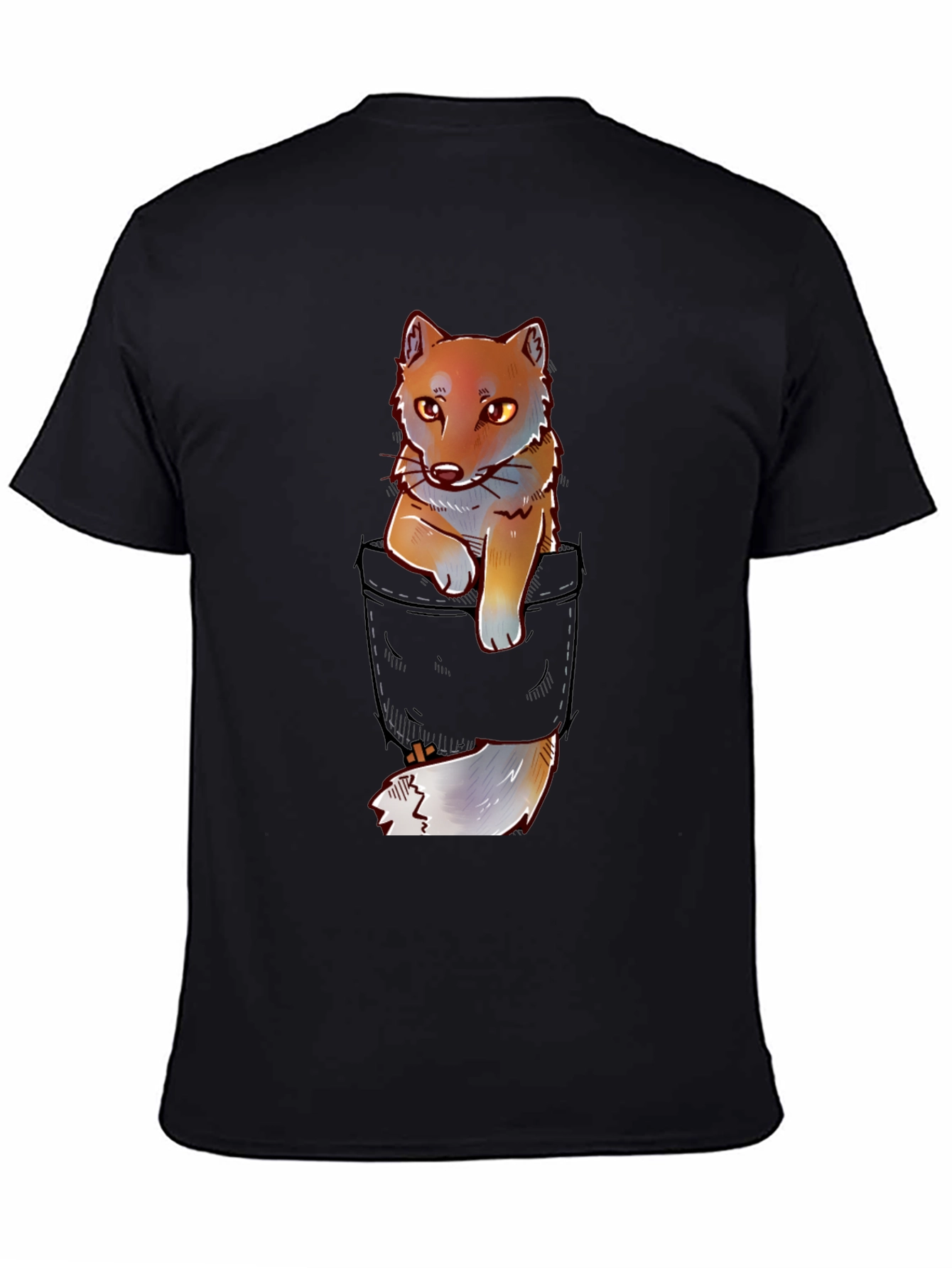 Fox in Pocket Graphic T-Shirt - Cute Animal Tee