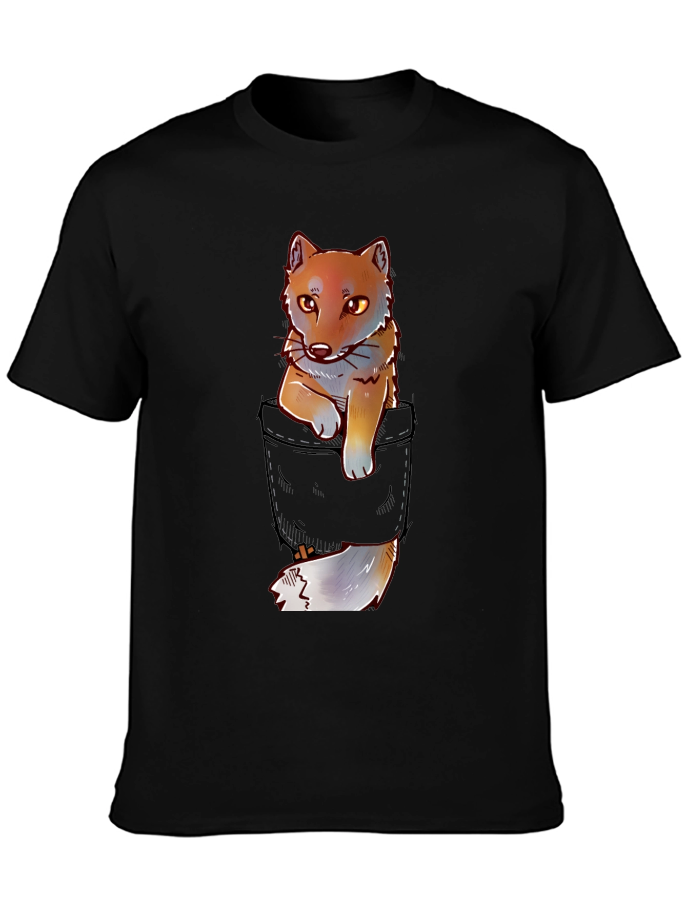 Fox in Pocket Graphic T-Shirt - Cute Animal Tee
