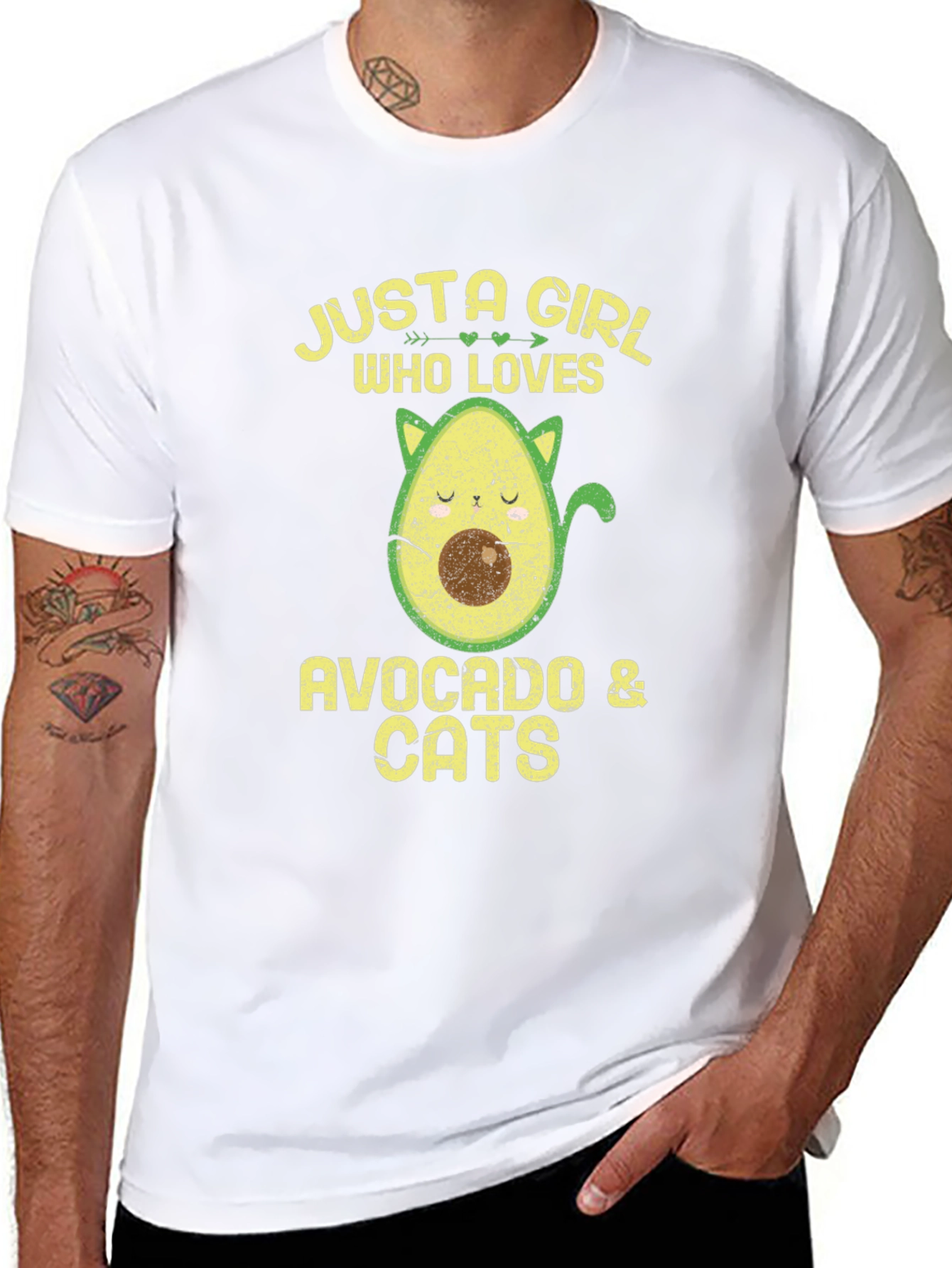 Avocado & Cats Graphic T-Shirt