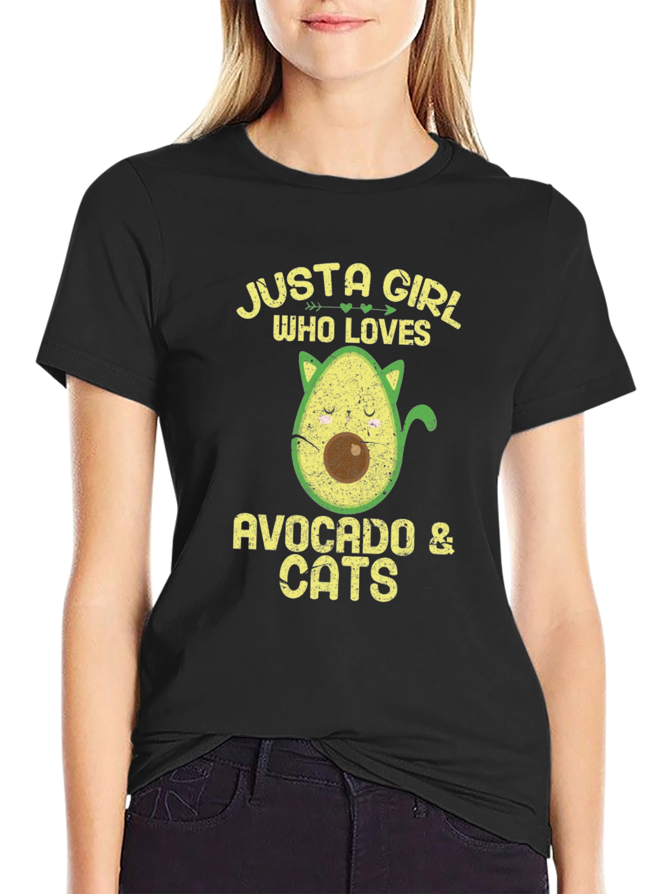 Avocado & Cats Graphic T-Shirt