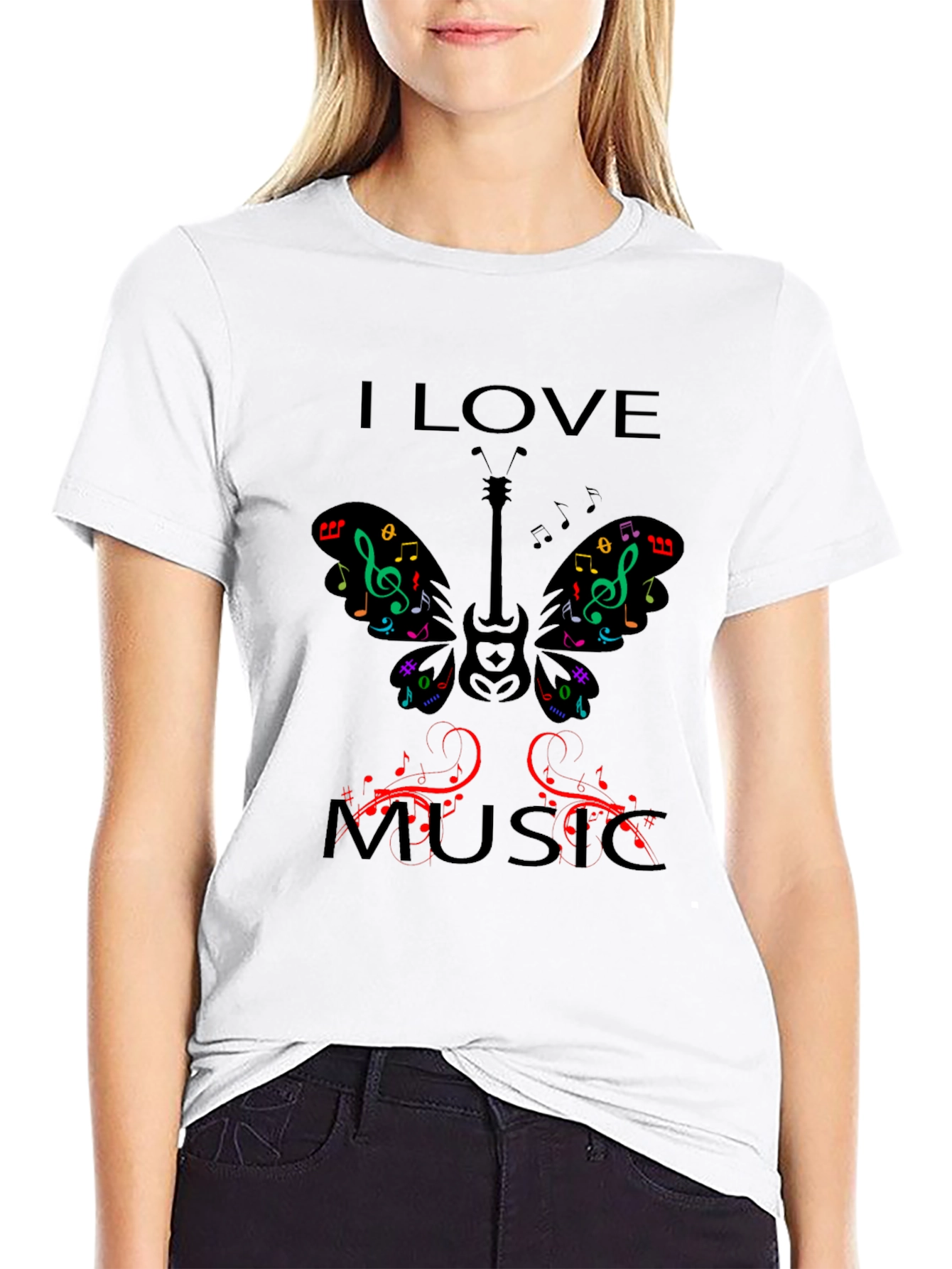 I Love Music Graphic Print T-Shirt