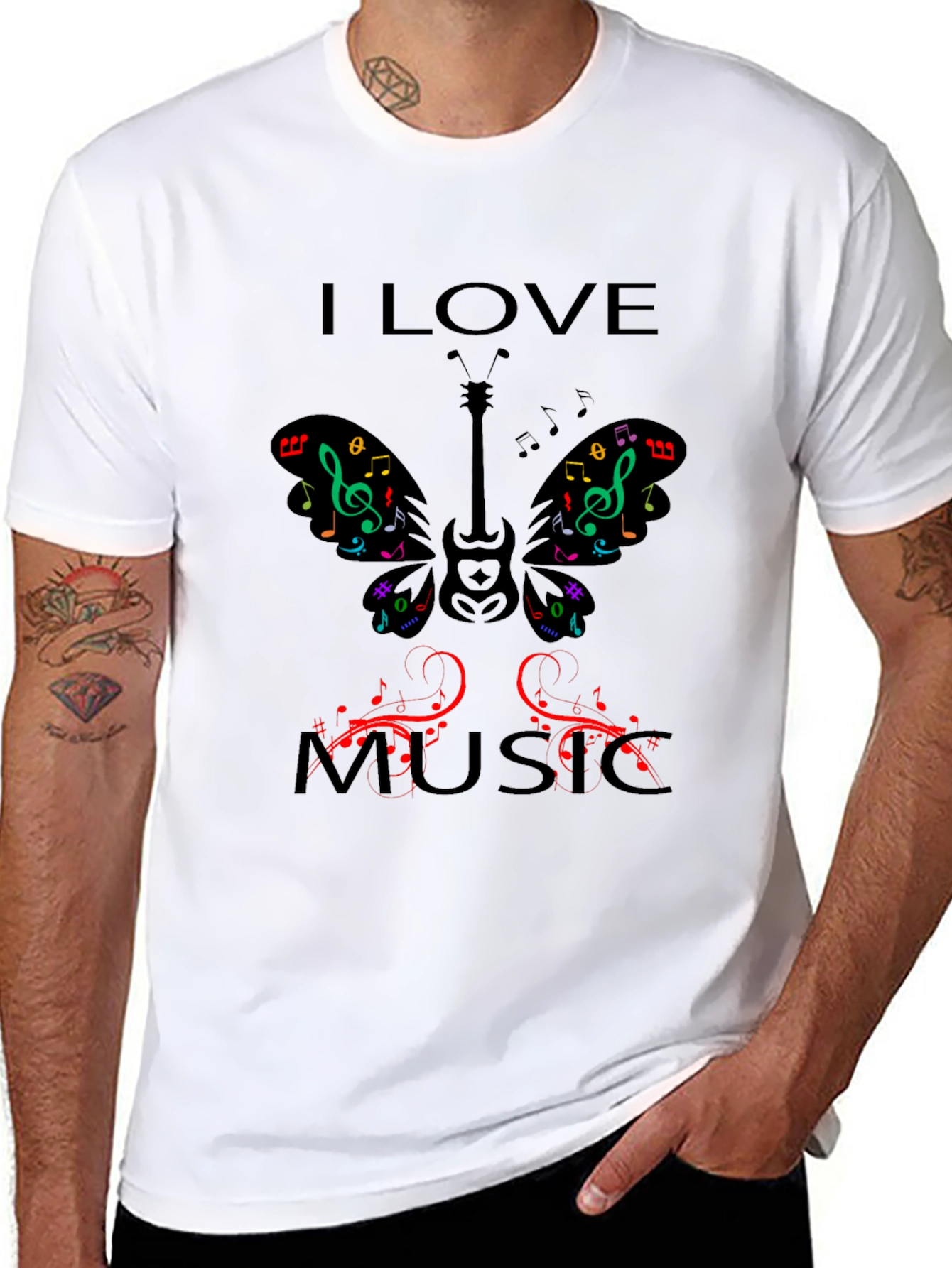 I Love Music Graphic Print T-Shirt
