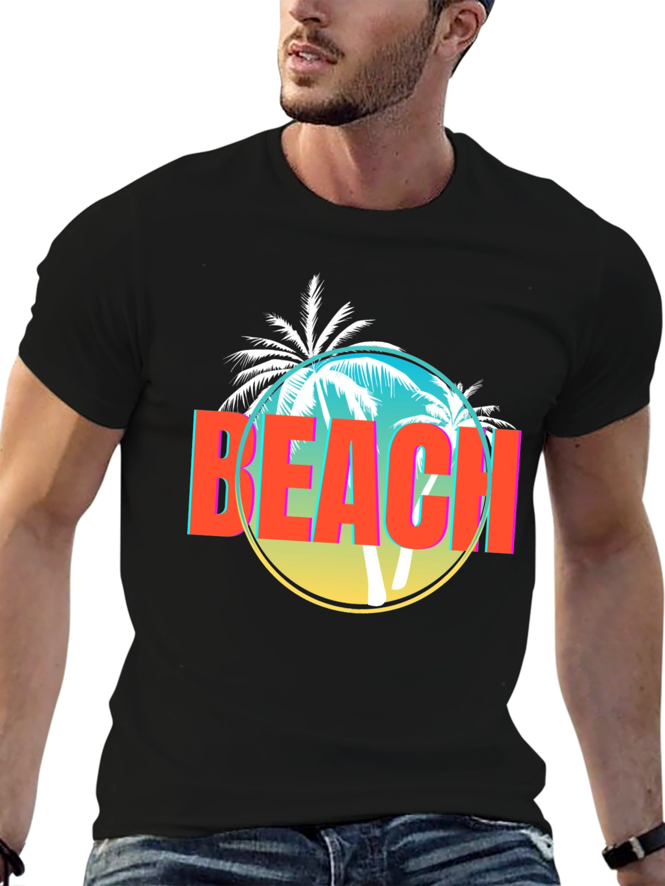 Retro Beach Palm Tree Graphic T-Shirt
