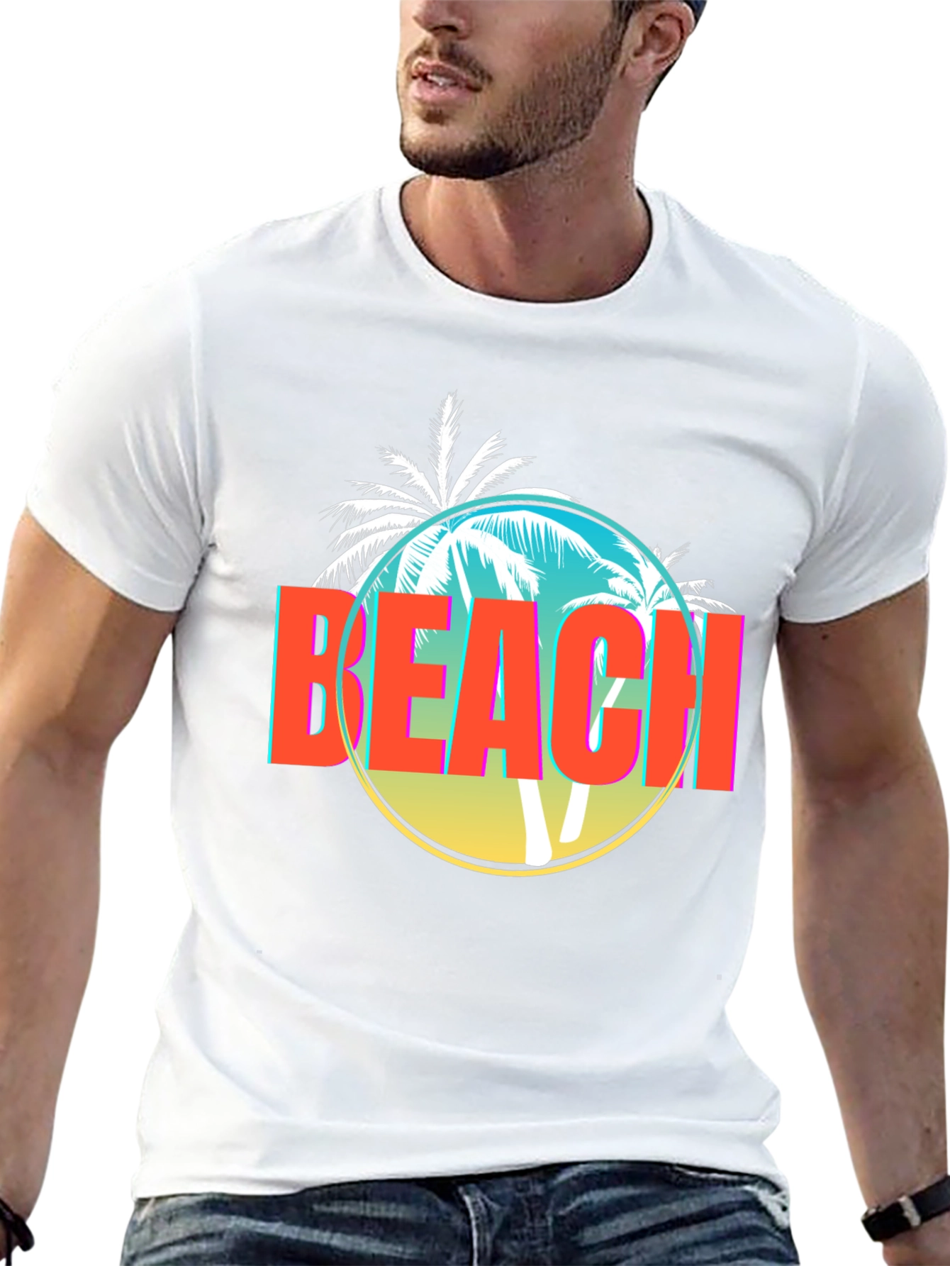 Retro Beach Palm Tree Graphic T-Shirt