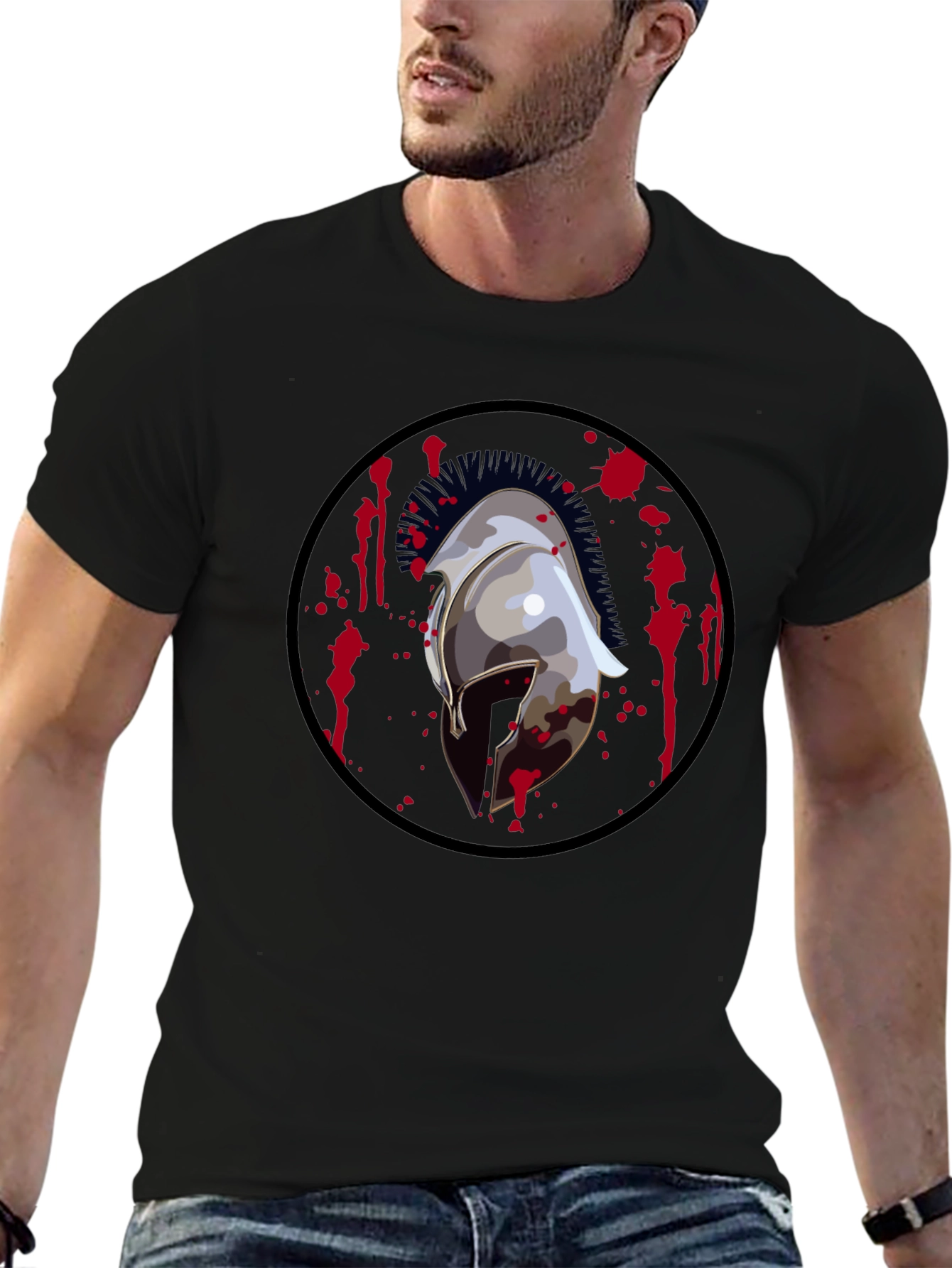Spartan Helmet Graphic Tee - Black T-Shirt