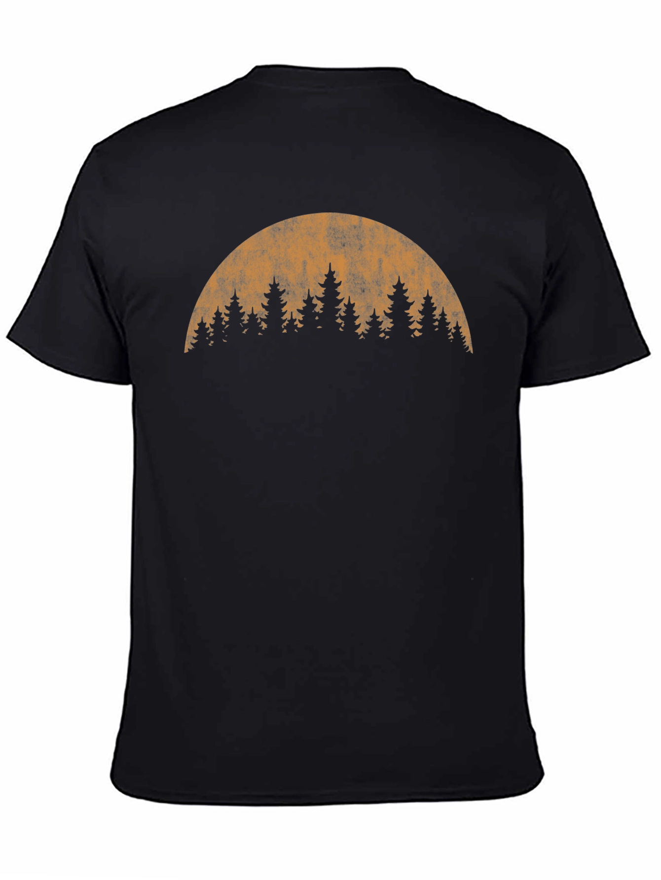 Retro Forest Moon Graphic T-Shirt - Black