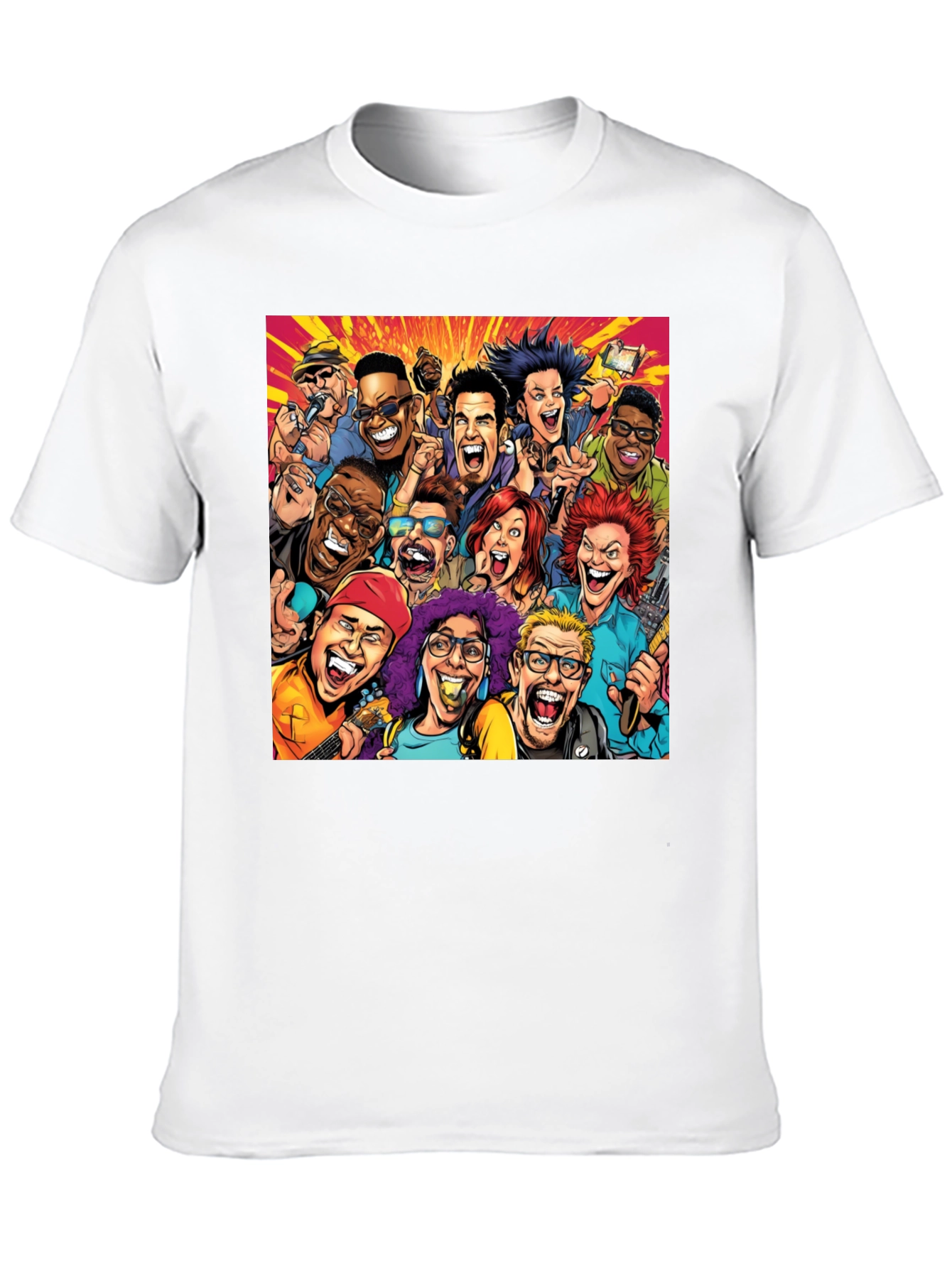 Cartoon Portrait Black T-Shirt