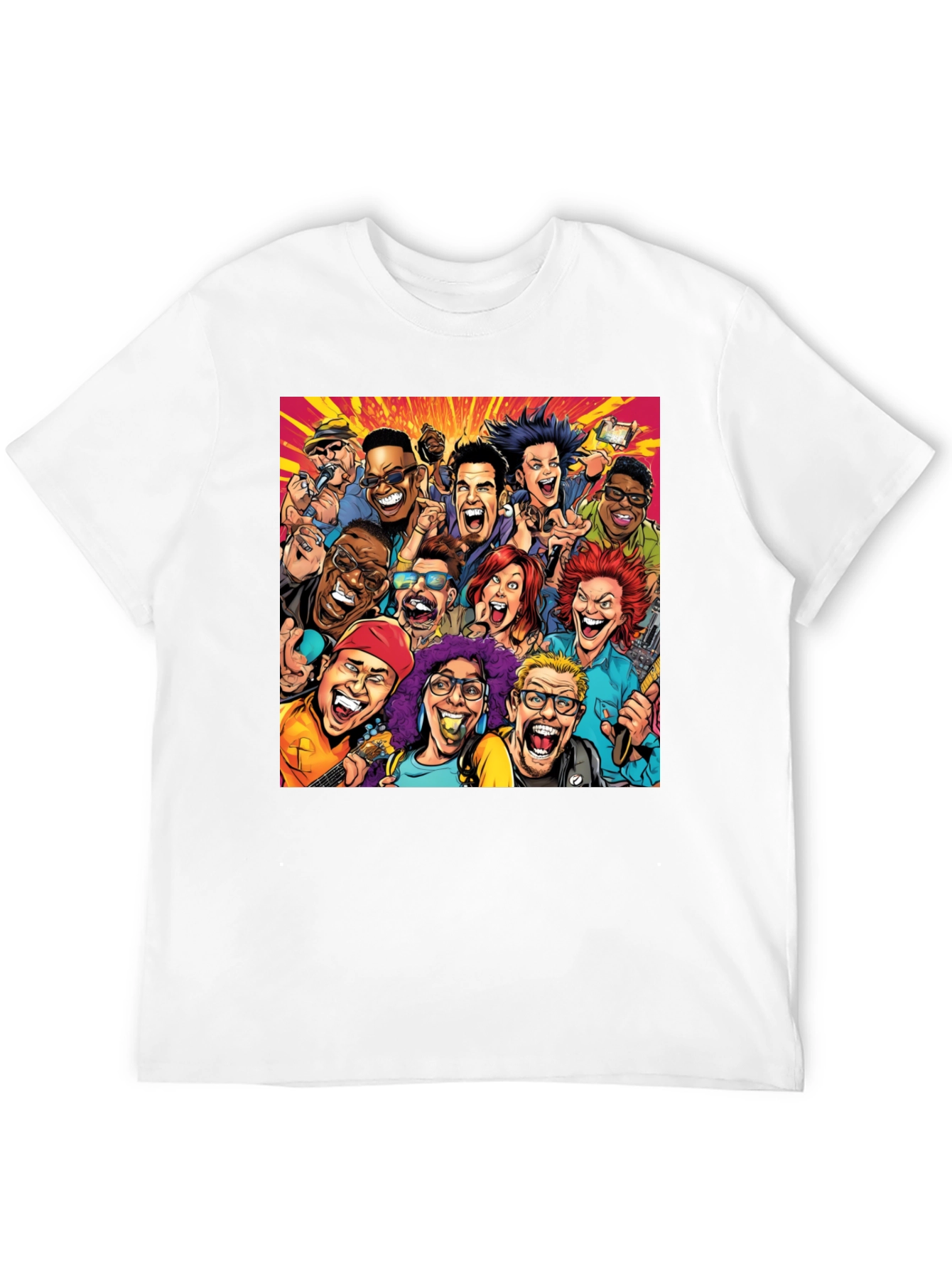 Cartoon Portrait Black T-Shirt