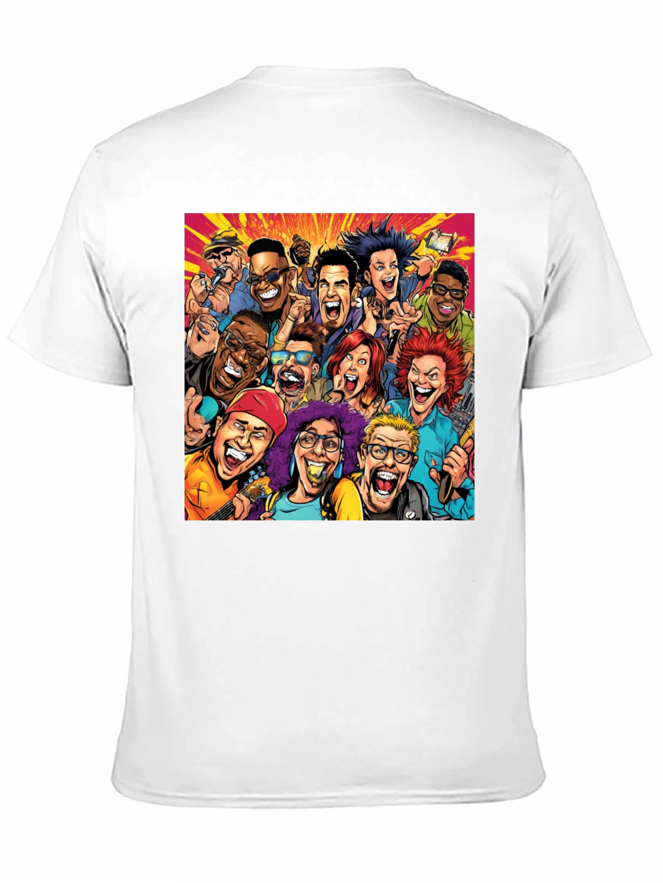 Cartoon Portrait Black T-Shirt