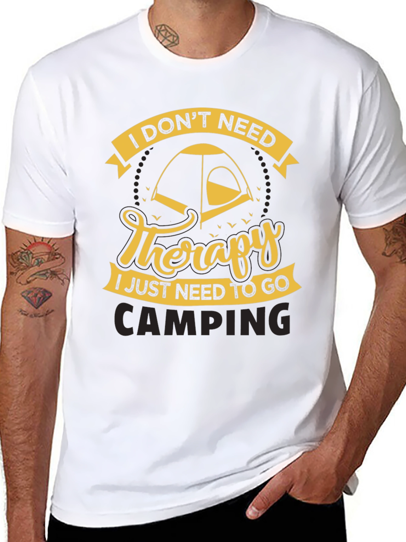 Camping Therapy Black T-Shirt