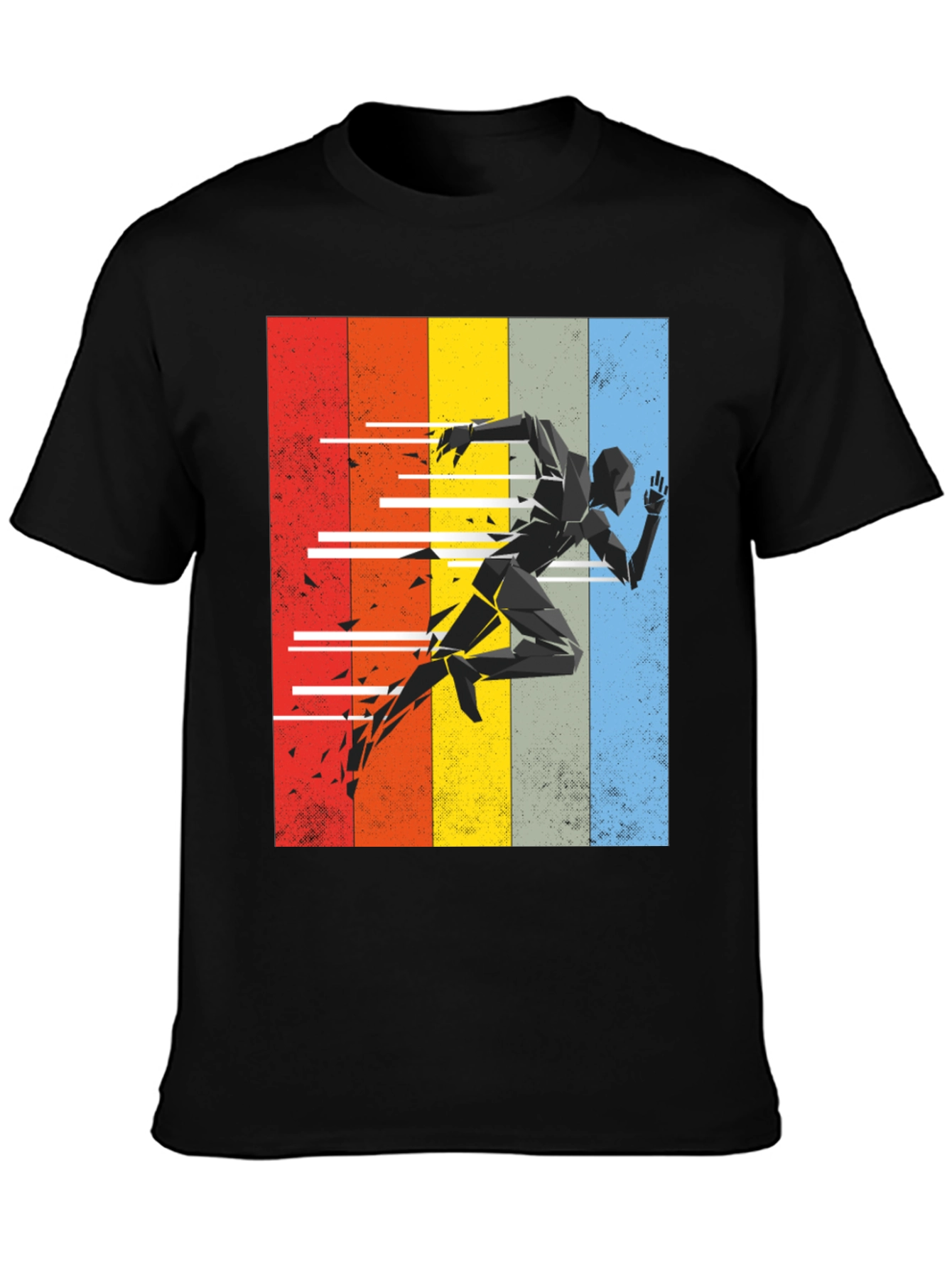 Geometric Runner Graphic Tee - Retro Style