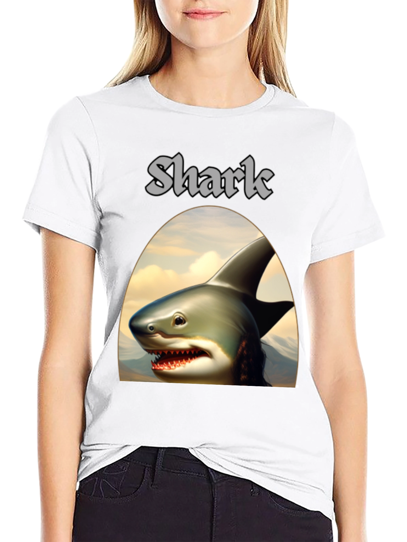 Shark Graphic Tee - Black Novelty T-Shirt