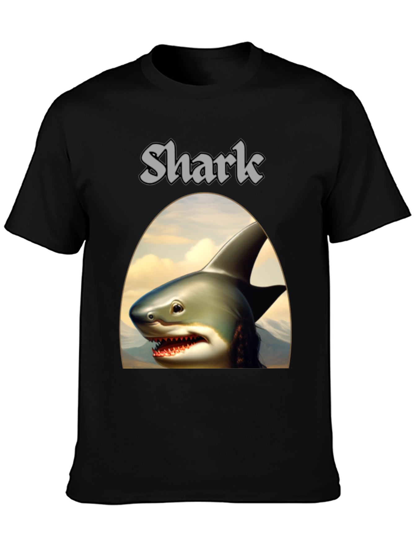 Shark Graphic Tee - Black Novelty T-Shirt