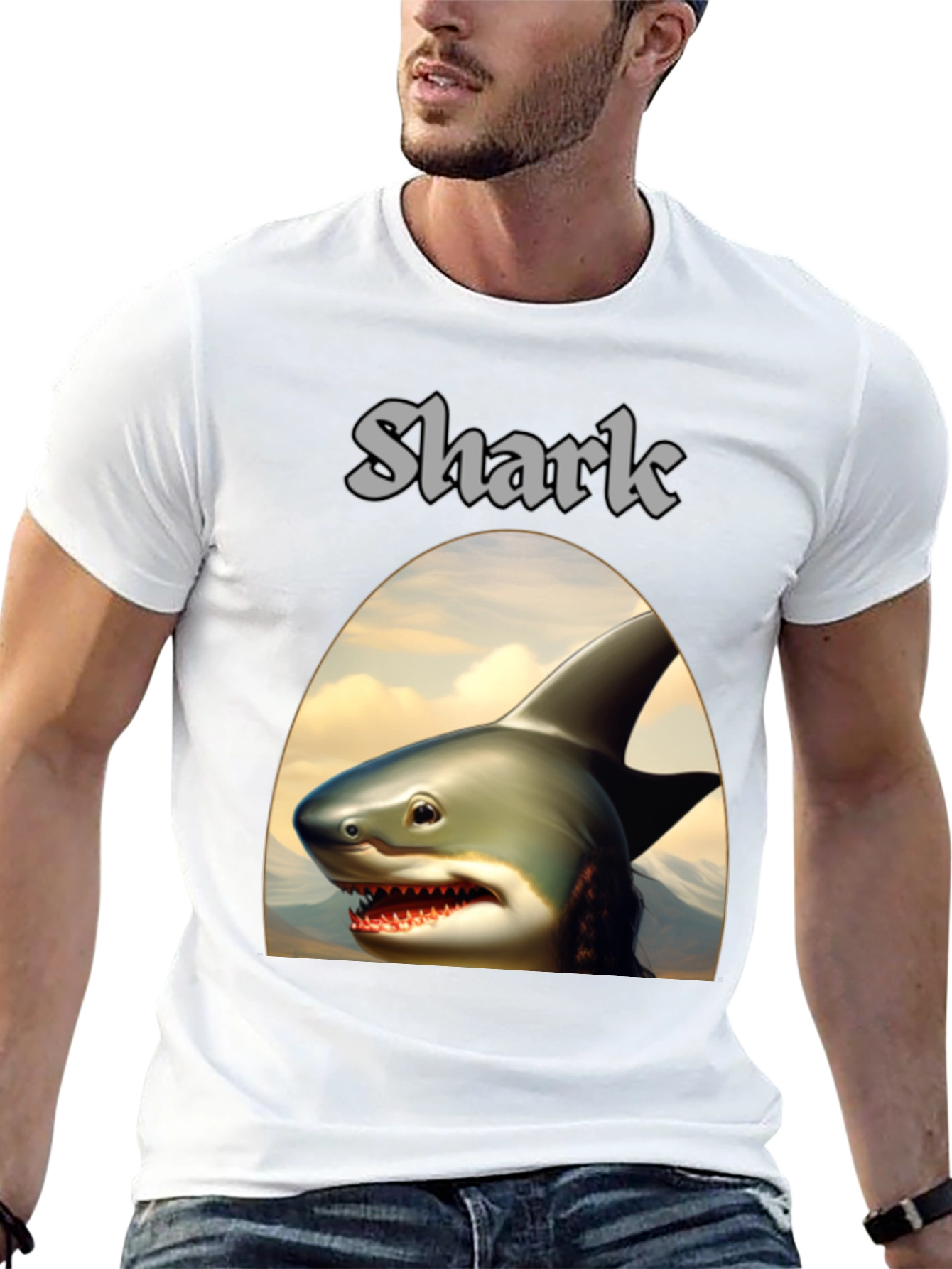 Shark Graphic Tee - Black Novelty T-Shirt