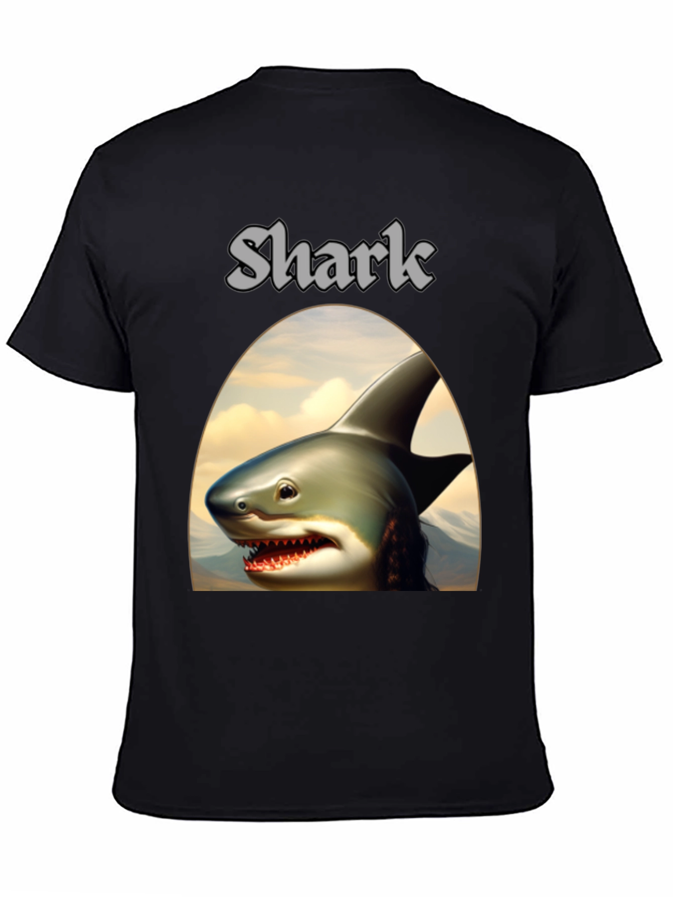 Shark Graphic Tee - Black Novelty T-Shirt