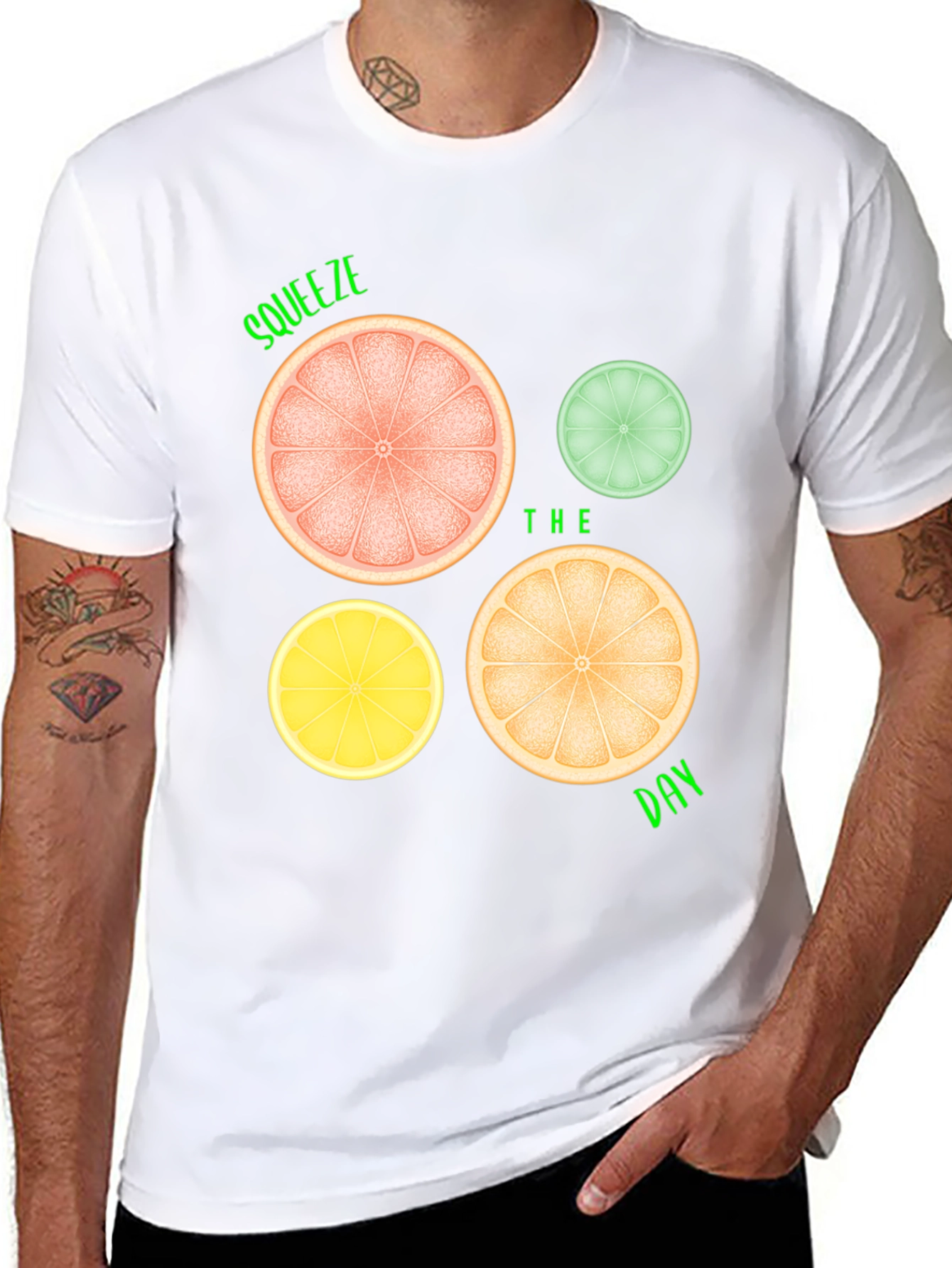 Squeeze the Day Graphic Tee - Citrus Fruit Design