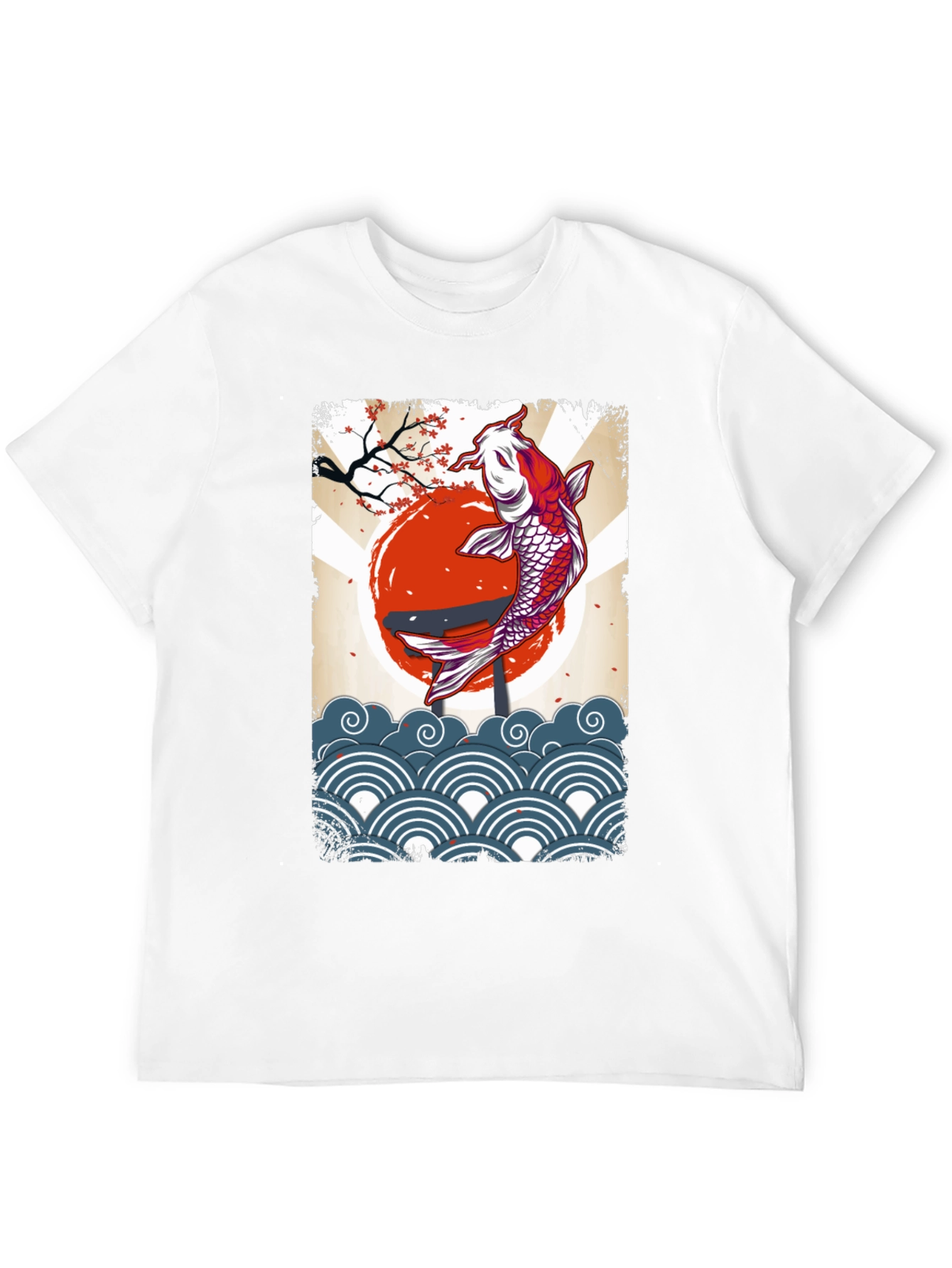 Koi Fish Graphic Tee - Black Cotton T-Shirt