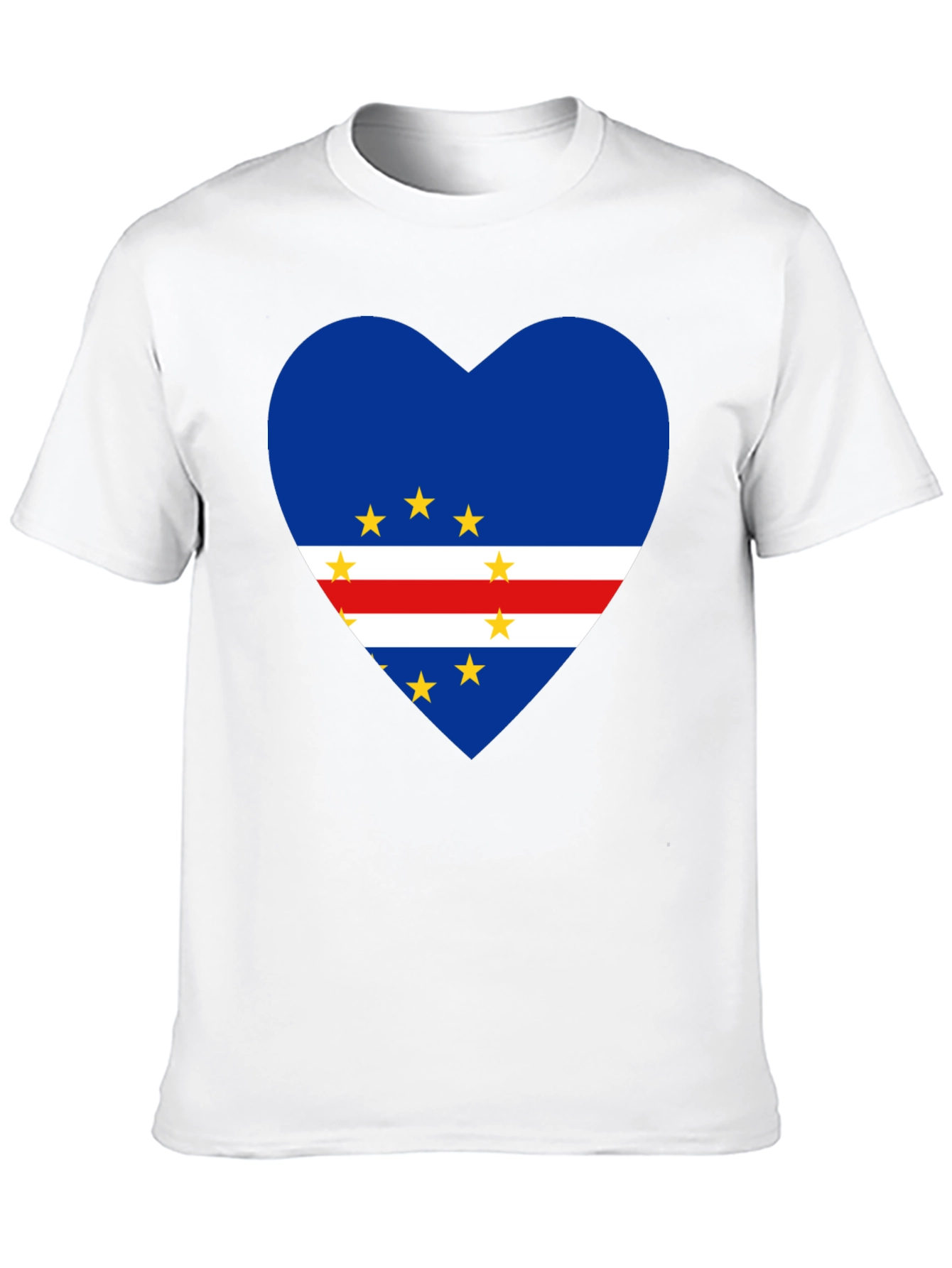 Cape Verde Flag Heart T-Shirt Love Cabo Verde