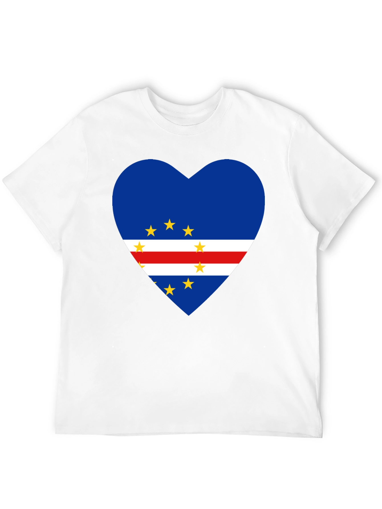 Cape Verde Flag Heart T-Shirt Love Cabo Verde