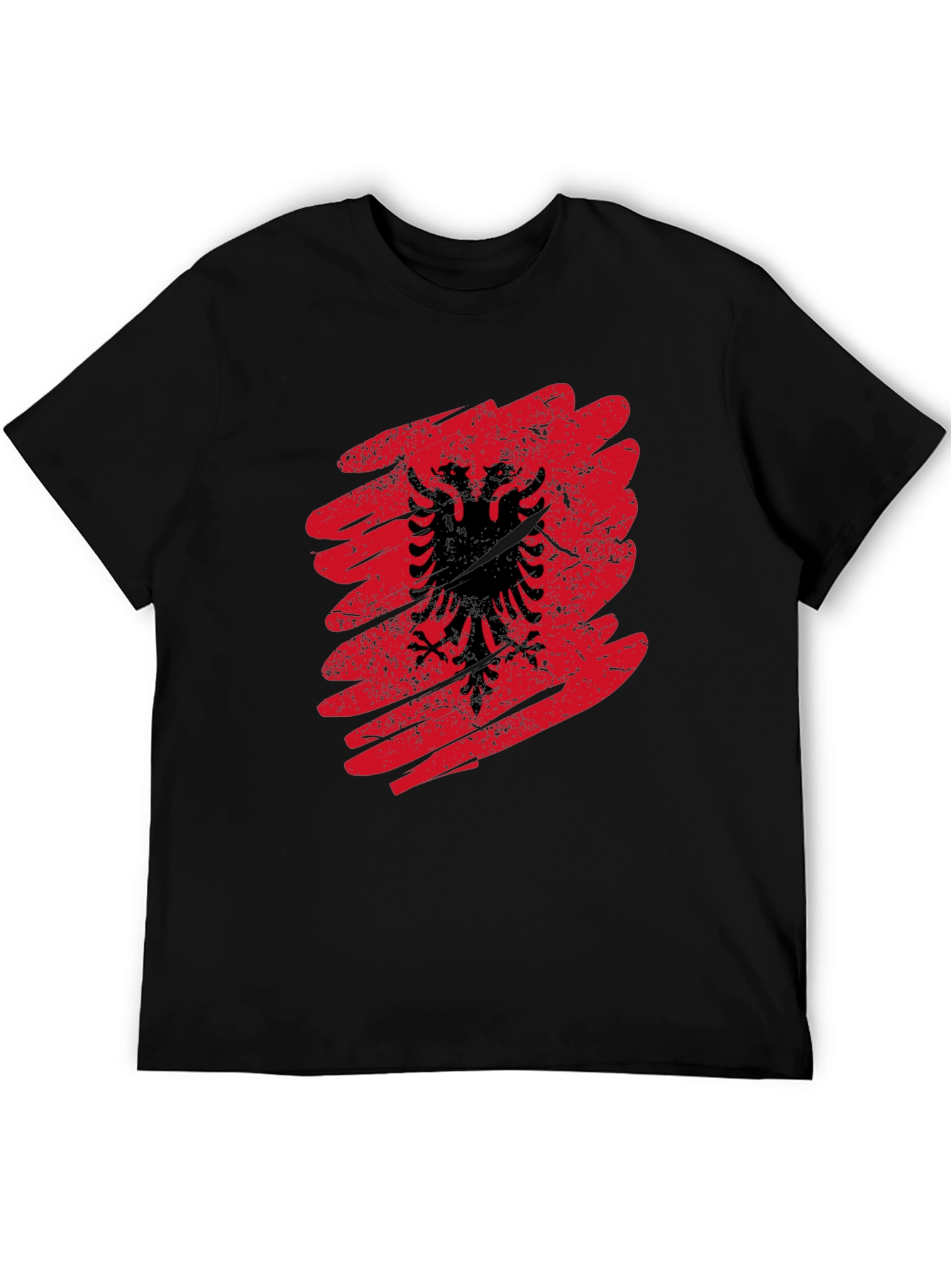 Albania Flag Graphic Tee - Mens Black T-Shirt