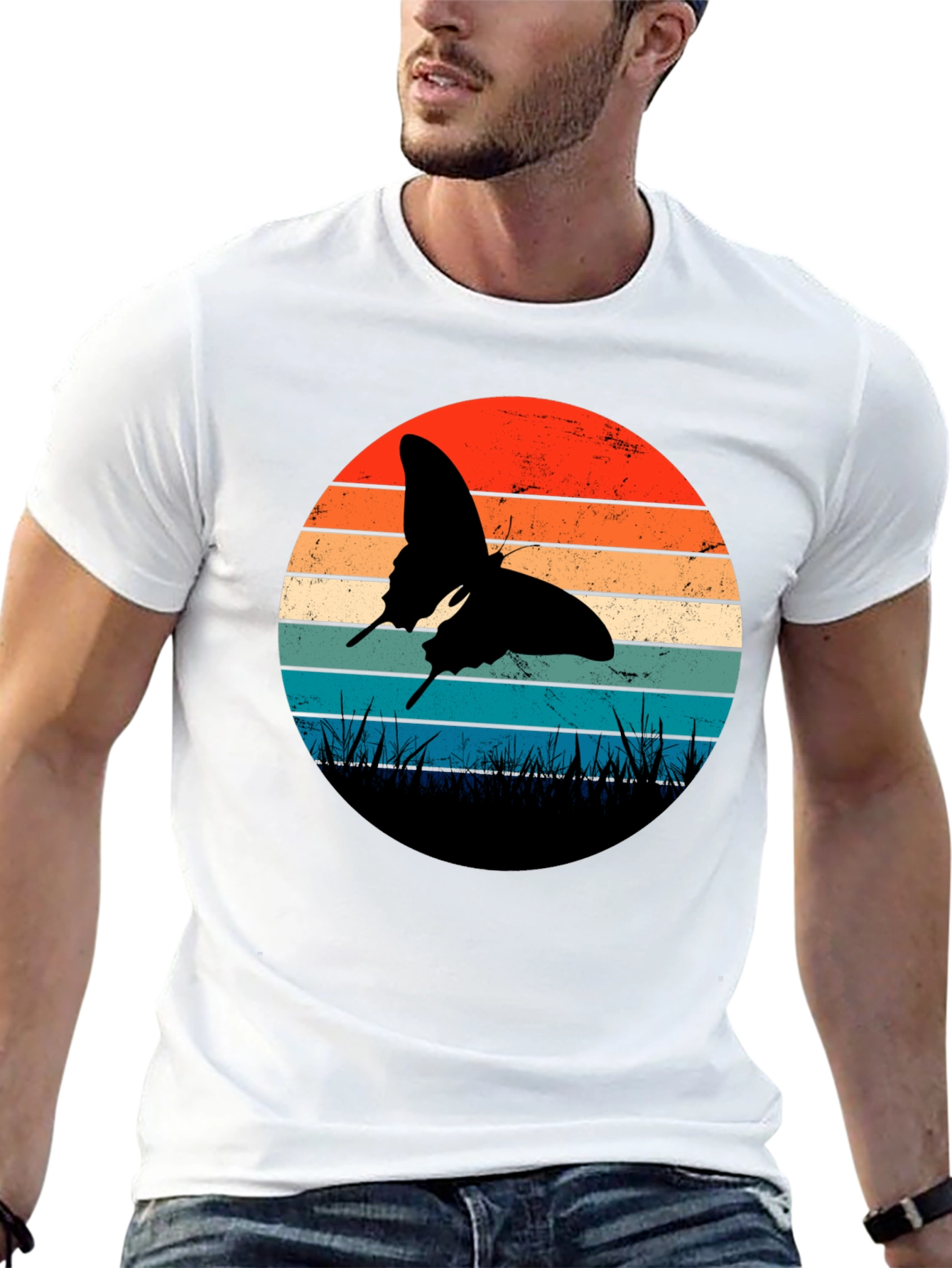 Retro Butterfly Sunset Graphic Tee