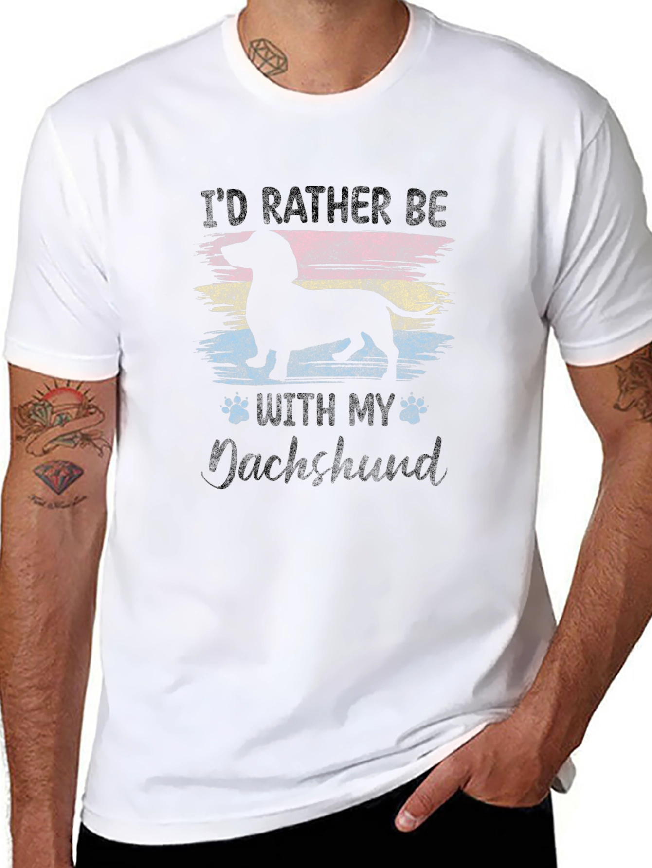Id Rather Be With My Dachshund Black T-Shirt
