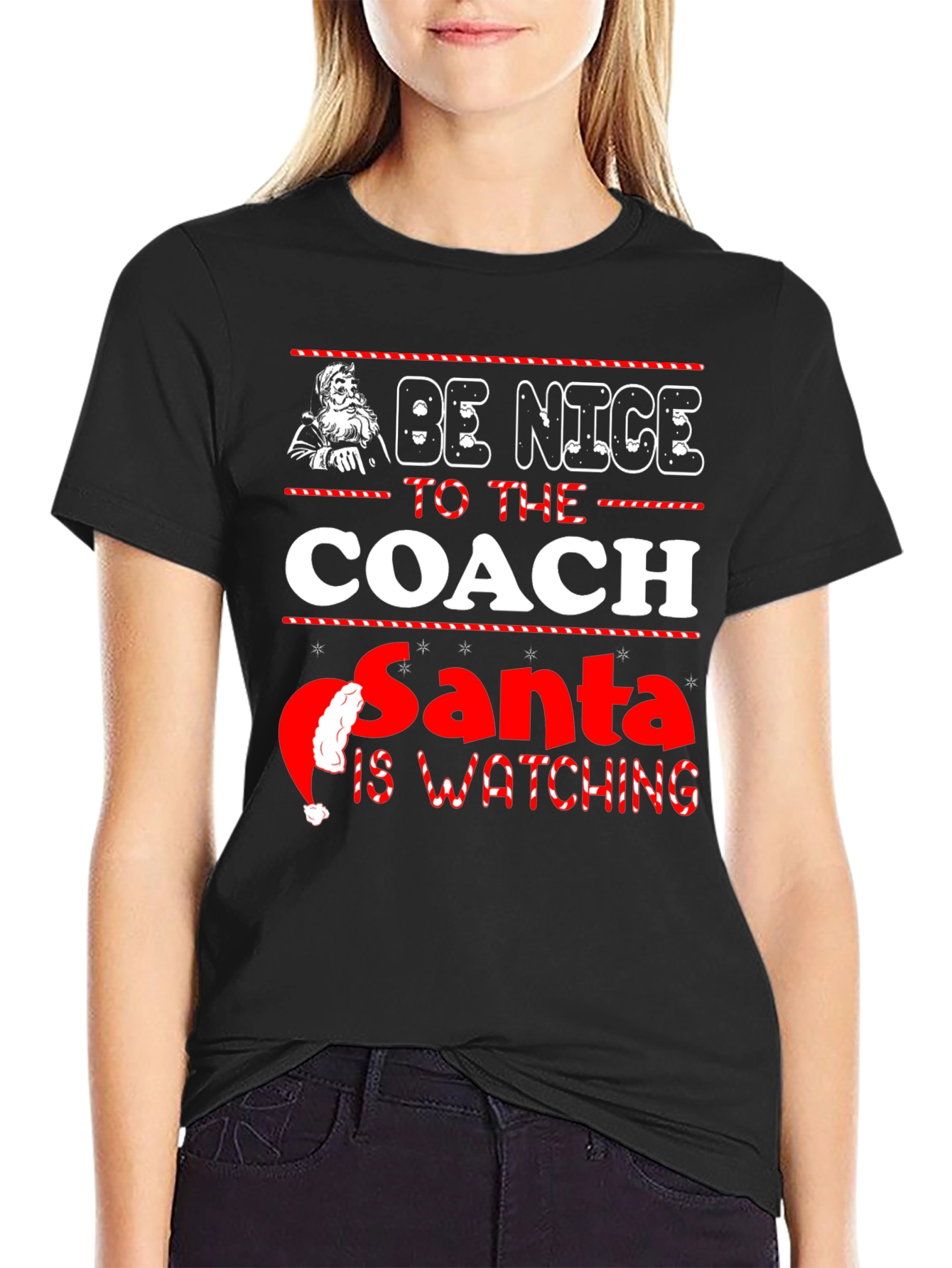 Be Nice to the Coach Santa T-Shirt
