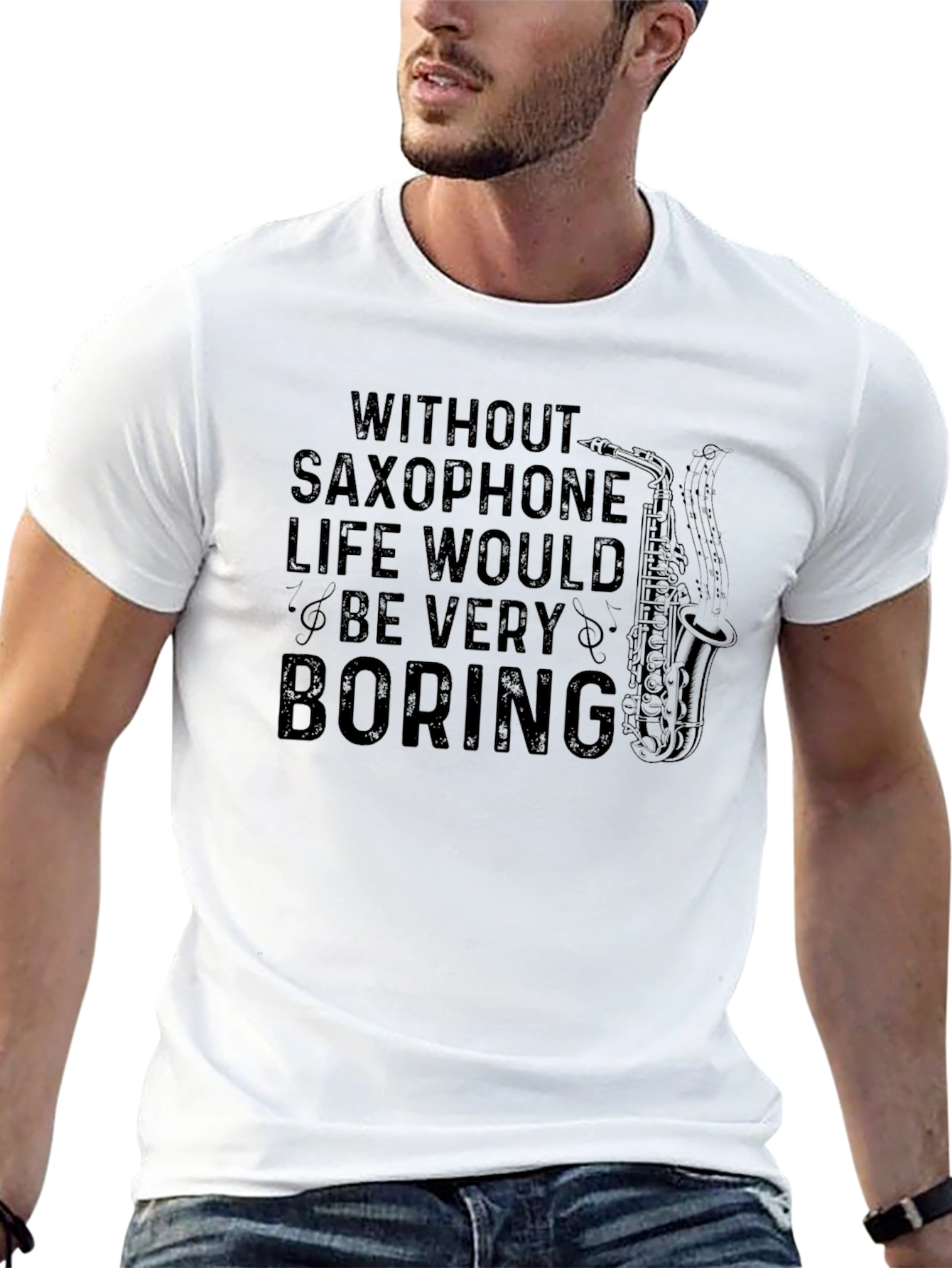 Saxophone Lover Black T-Shirt - Music is Life!