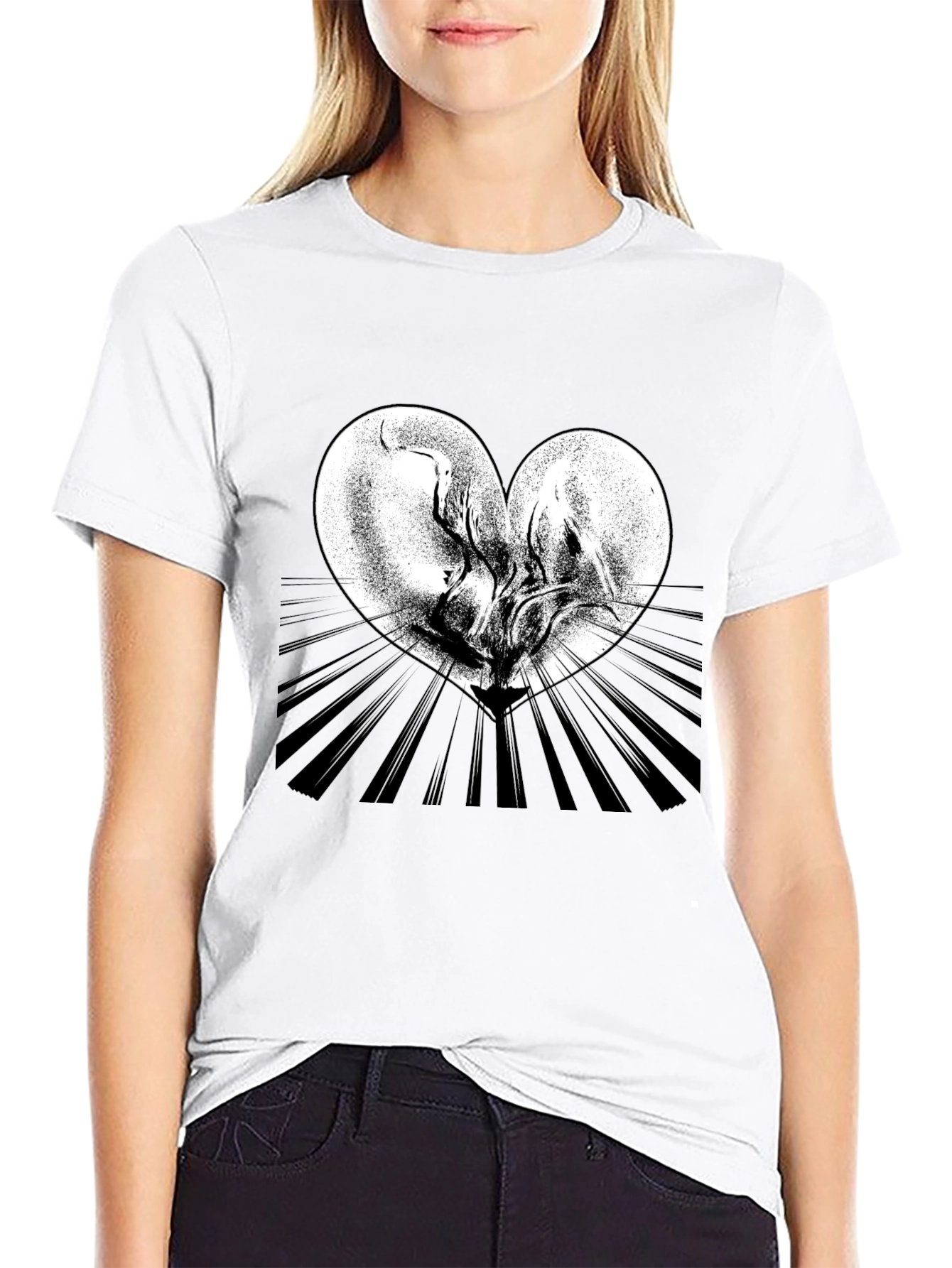 Heart Graphic Tee - Artistic Black T-Shirt