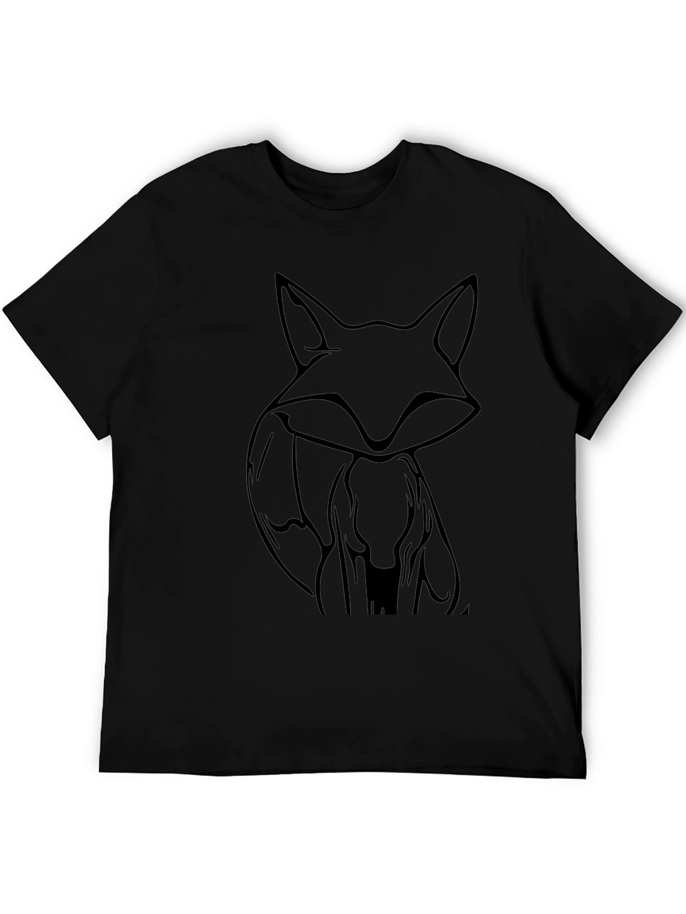 Stylish Fox Graphic Black T-Shirt