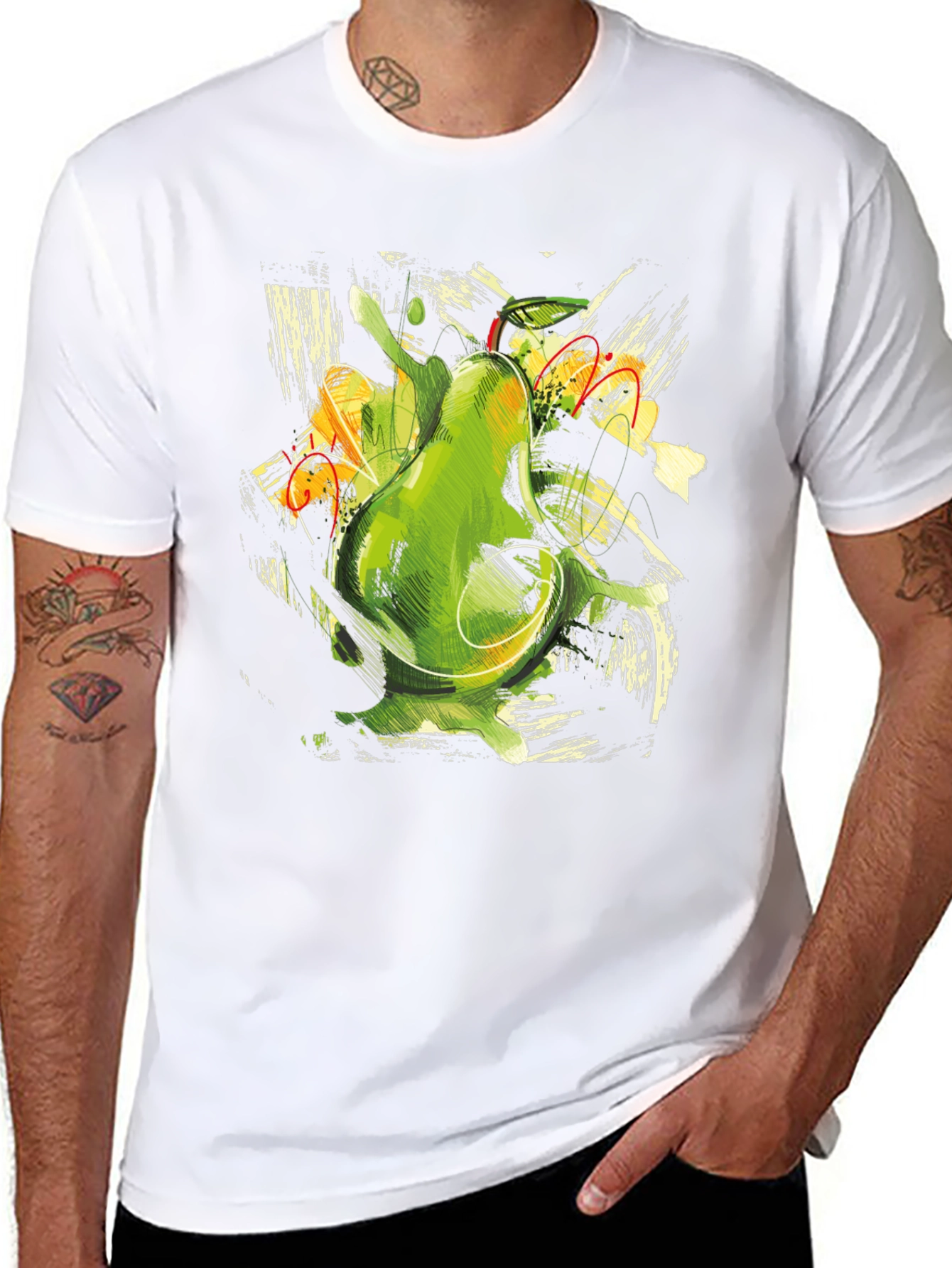 Abstract Avocado Graphic Print Black T-Shirt