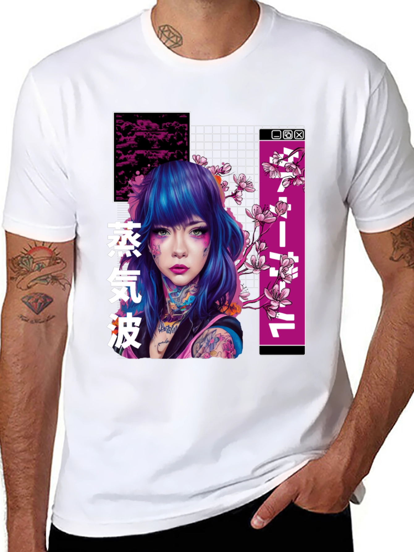 Vaporwave Tattoo Girl Graphic T-Shirt