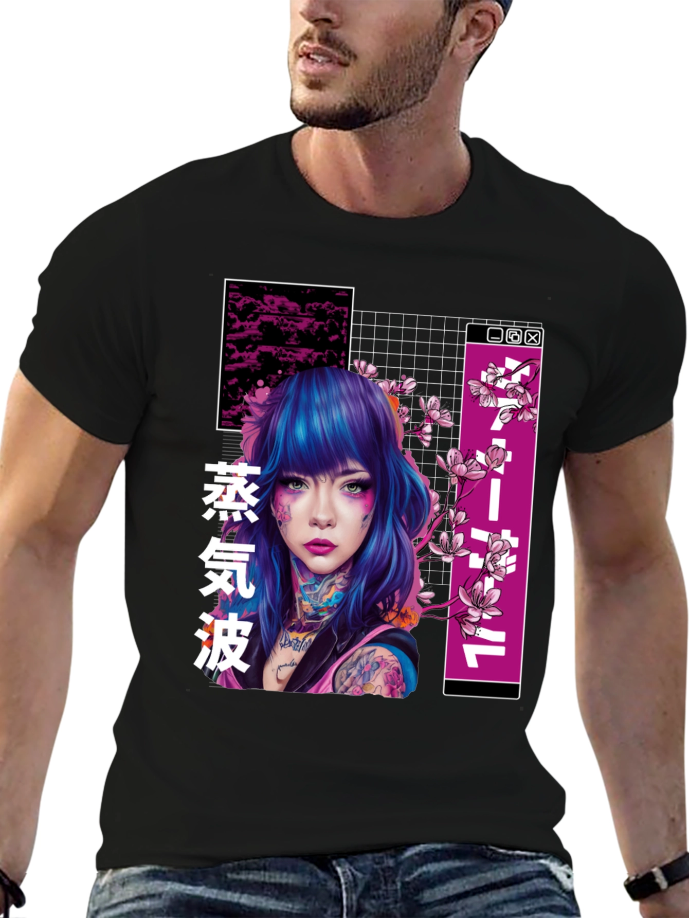 Vaporwave Tattoo Girl Graphic T-Shirt