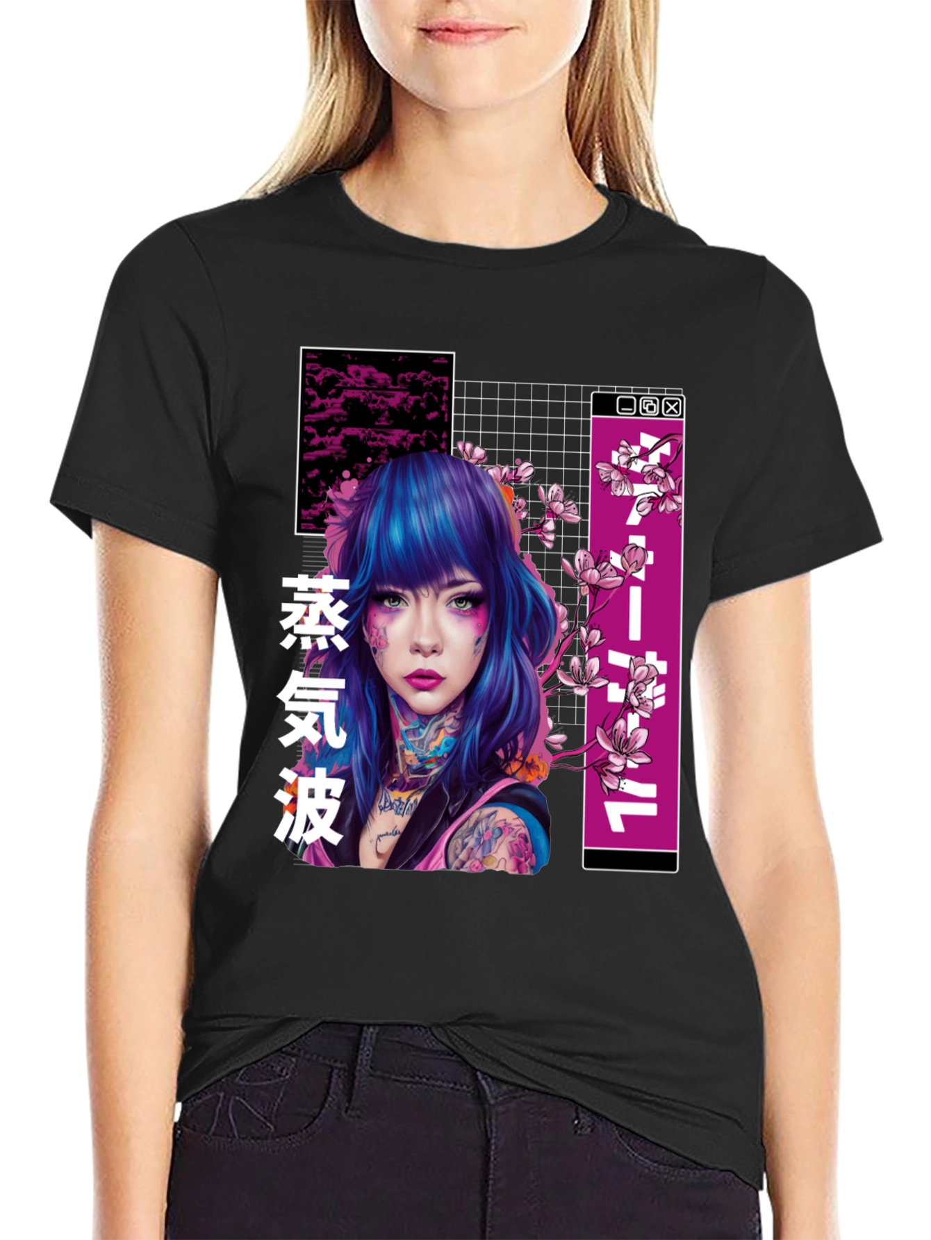 Vaporwave Tattoo Girl Graphic T-Shirt