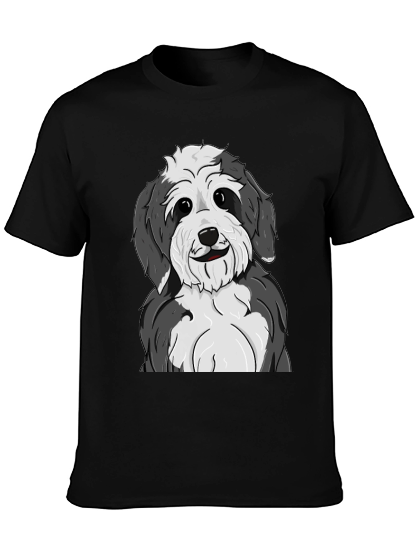 Cute Dog Graphic Tee - Black Cotton Shirt