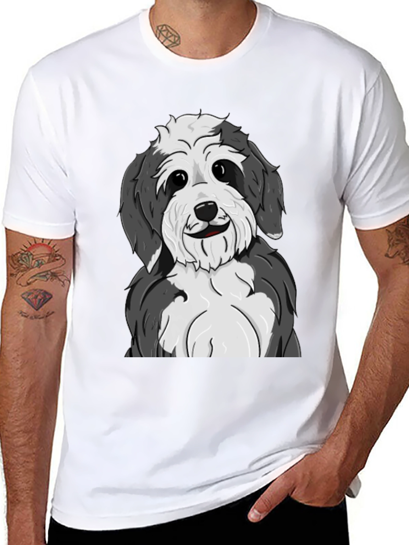 Cute Dog Graphic Tee - Black Cotton Shirt