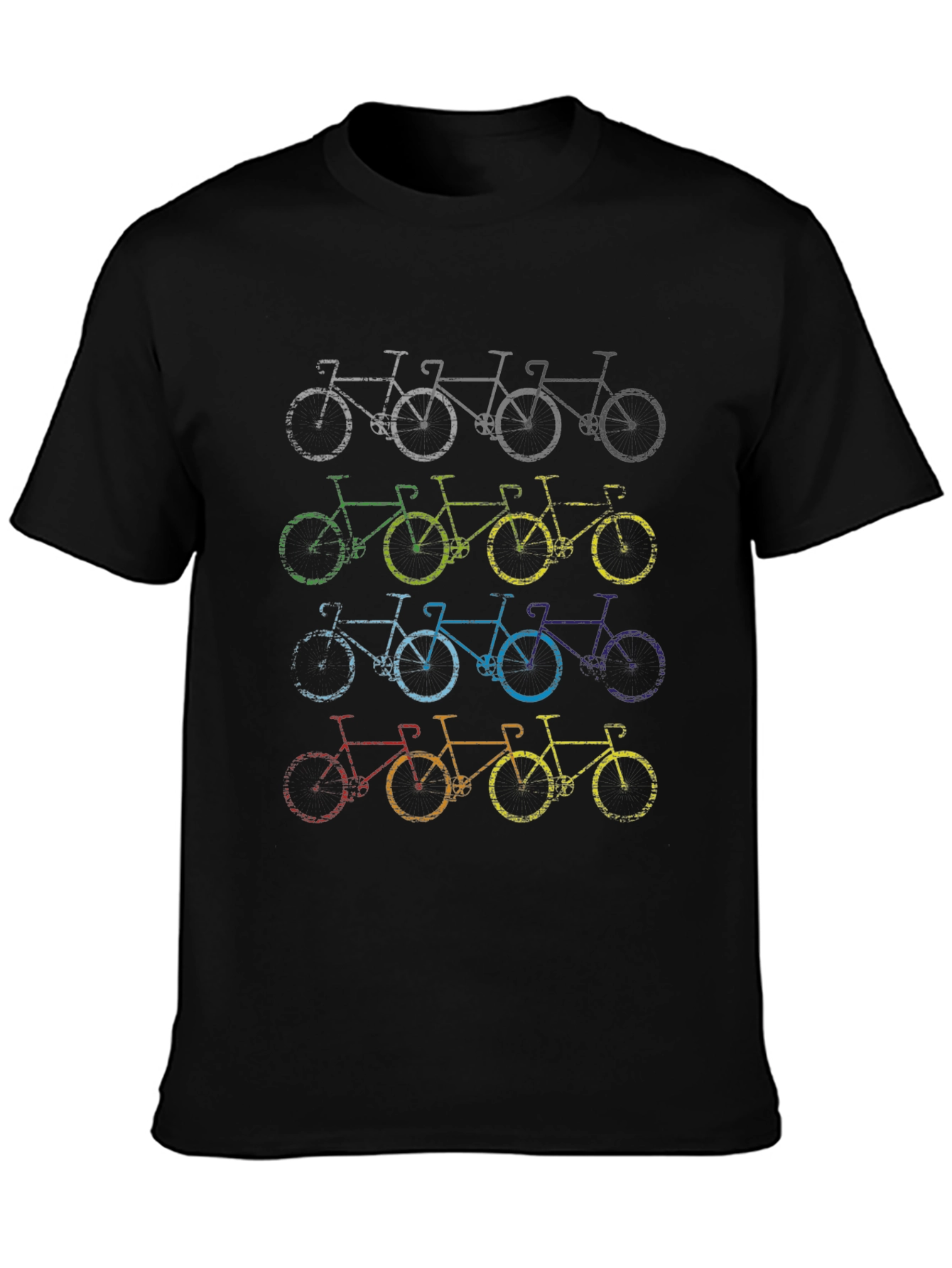 Retro Bicycle Print Black T-Shirt