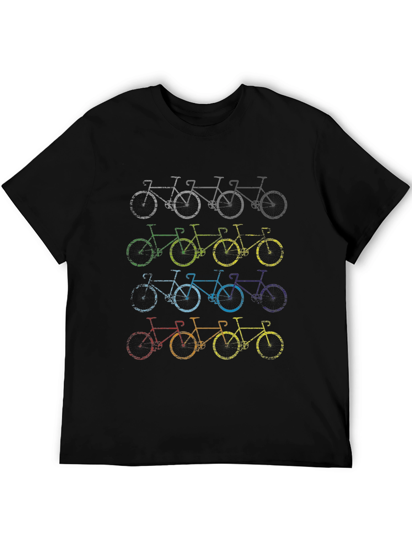 Retro Bicycle Print Black T-Shirt